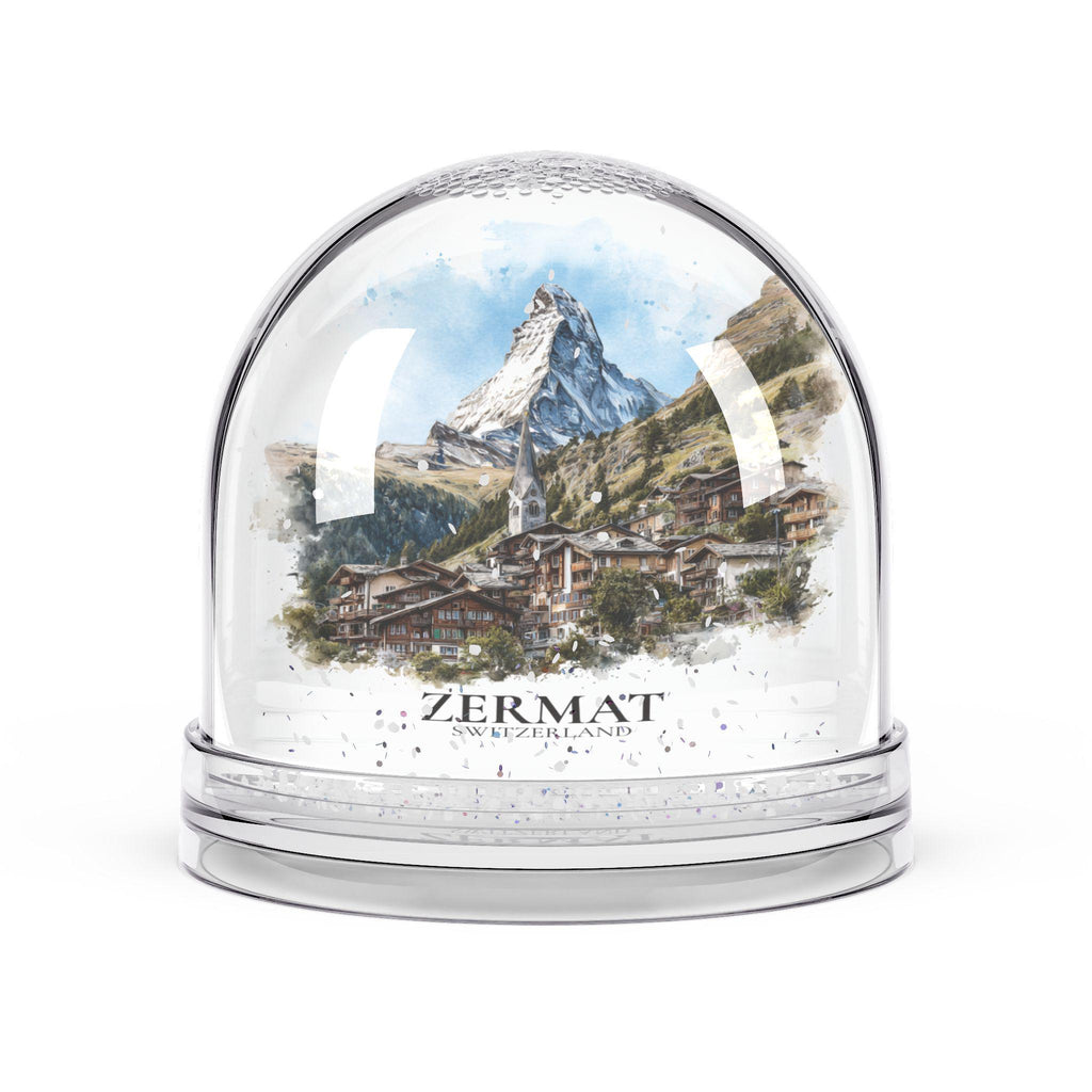 Zermatt Switzerland Snow Globe, Personalized Watercolor, Custom Travel Souvenir Keepsake City Dome