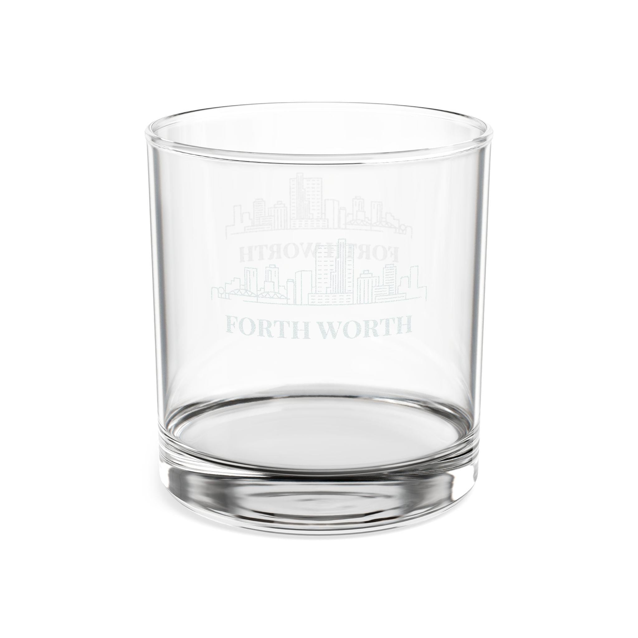 Engraved FORTH WORTH Whiskey Glass, Personalized Dad Rocks Glass, Custom Etched Skyline Gift Souvenir