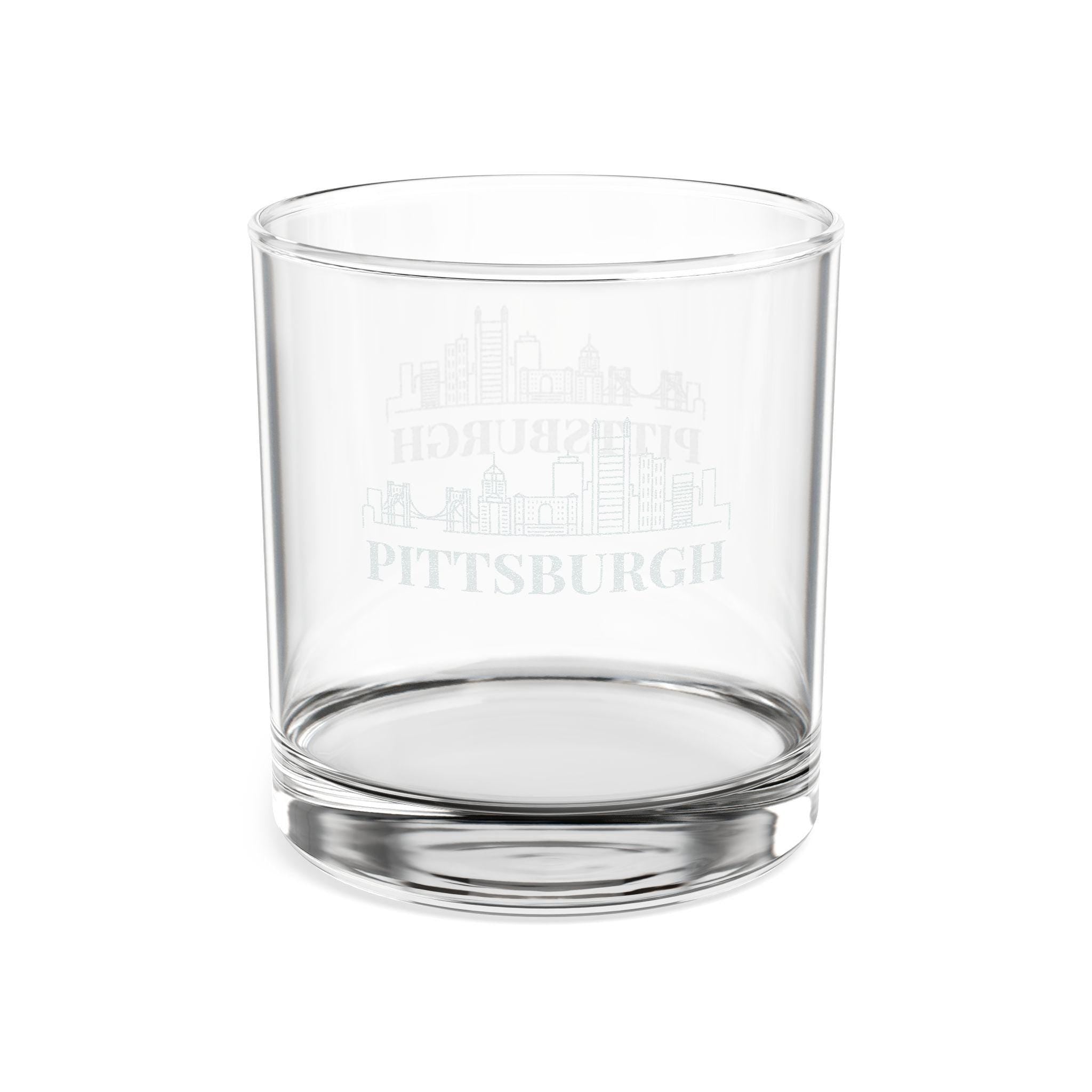 Engraved PITTSBURGH Whiskey Glass, Personalized Dad Rocks Glass, Custom Etched Skyline Gift Souvenir