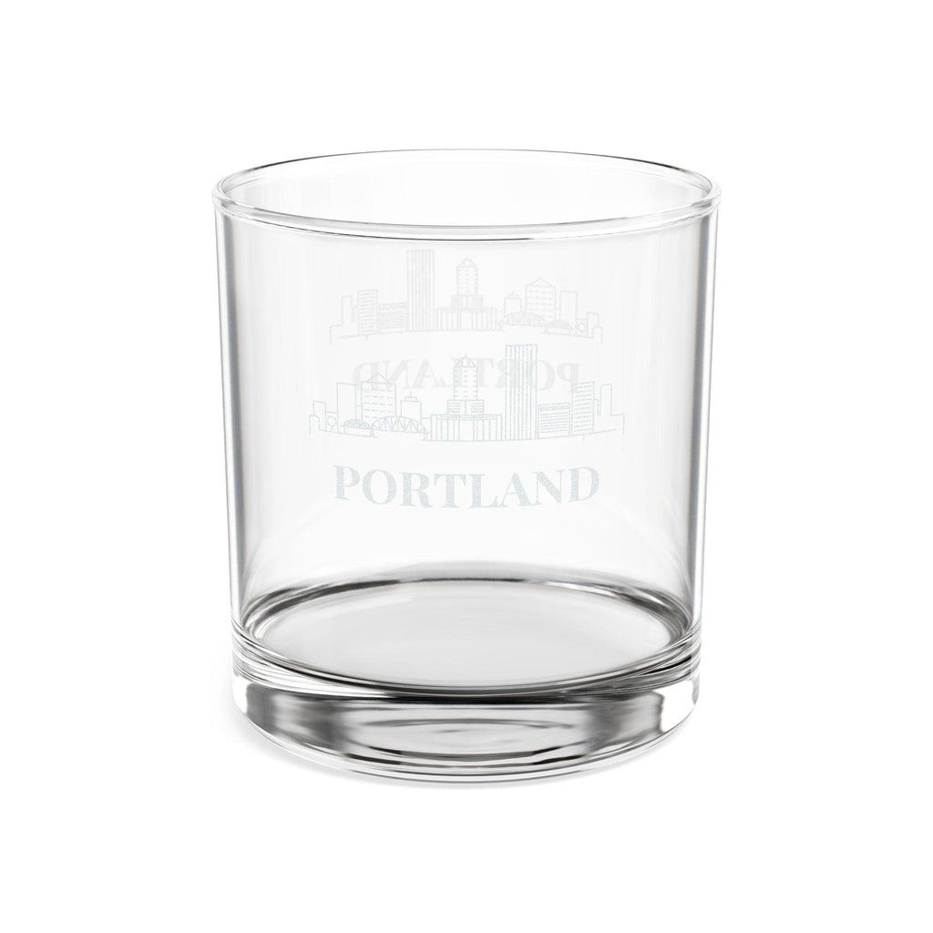 Engraved PORTLAND Whiskey Glass, Personalized Dad Rocks Glass, Custom Etched Skyline Gift Souvenir