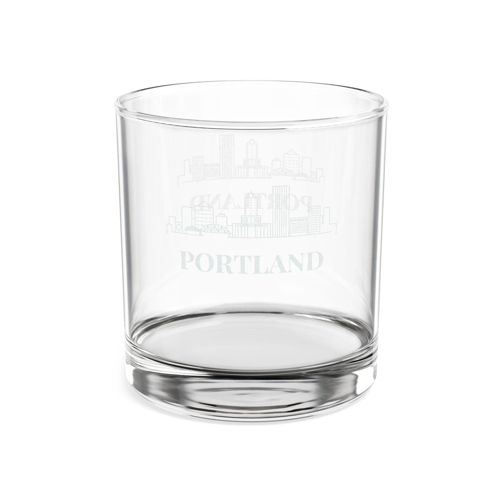 Engraved PORTLAND Whiskey Glass, Personalized Dad Rocks Glass, Custom Etched Skyline Gift Souvenir