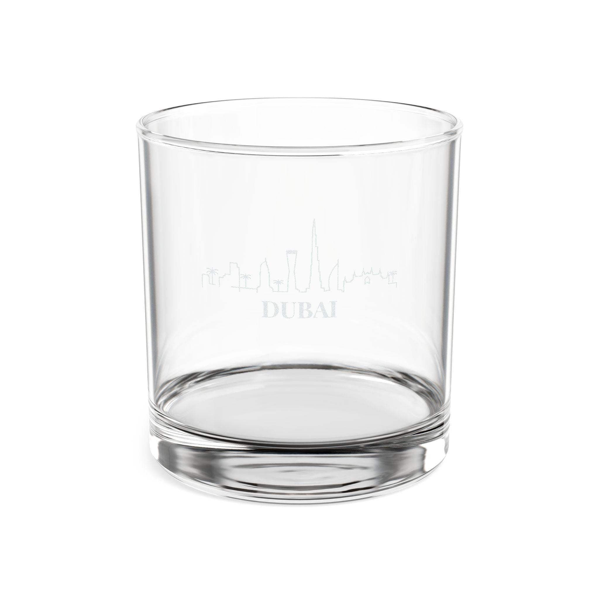 Engraved DUBAI Whiskey Glass, Personalized Dad Rocks Glass, Custom Etched Skyline Gift Souvenir