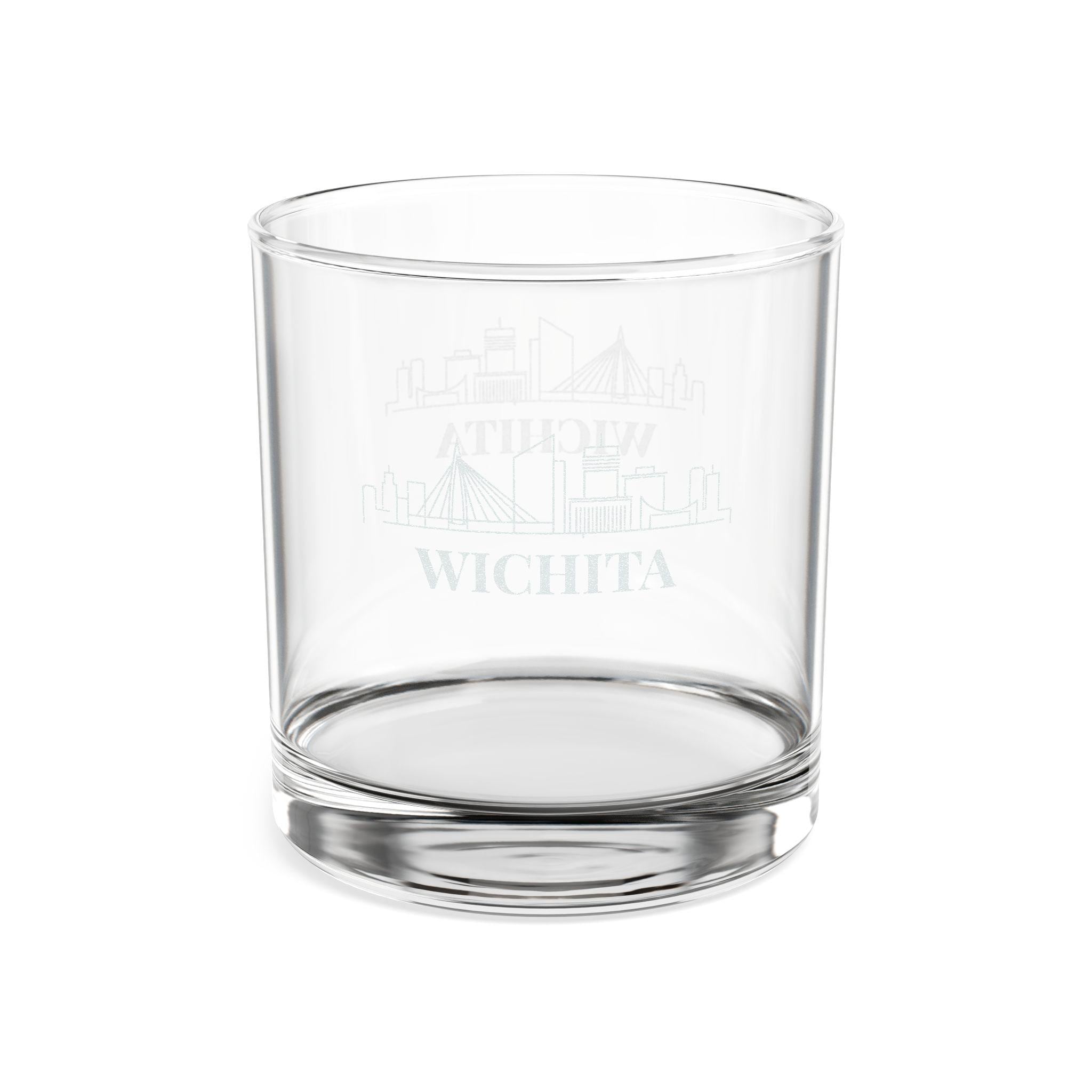 Engraved WICHITA Whiskey Glass, Personalized Dad Rocks Glass, Custom Etched Skyline Gift Souvenir
