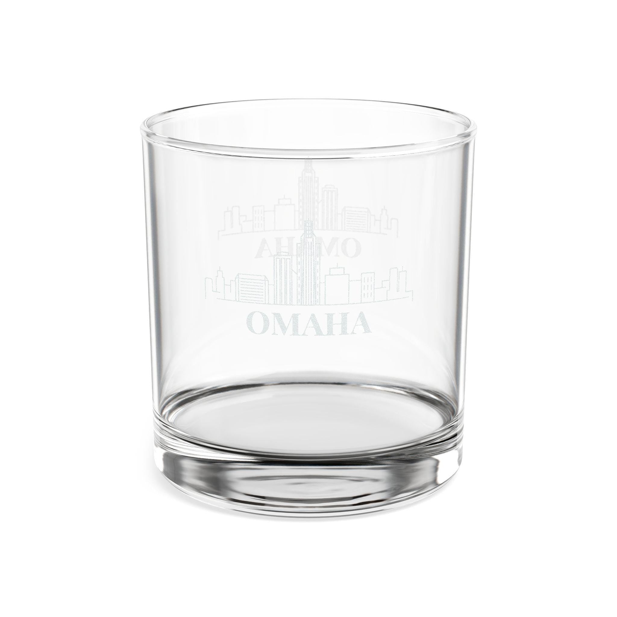 Engraved OMAHA Whiskey Glass, Personalized Dad Rocks Glass, Custom Etched Skyline Gift Souvenir