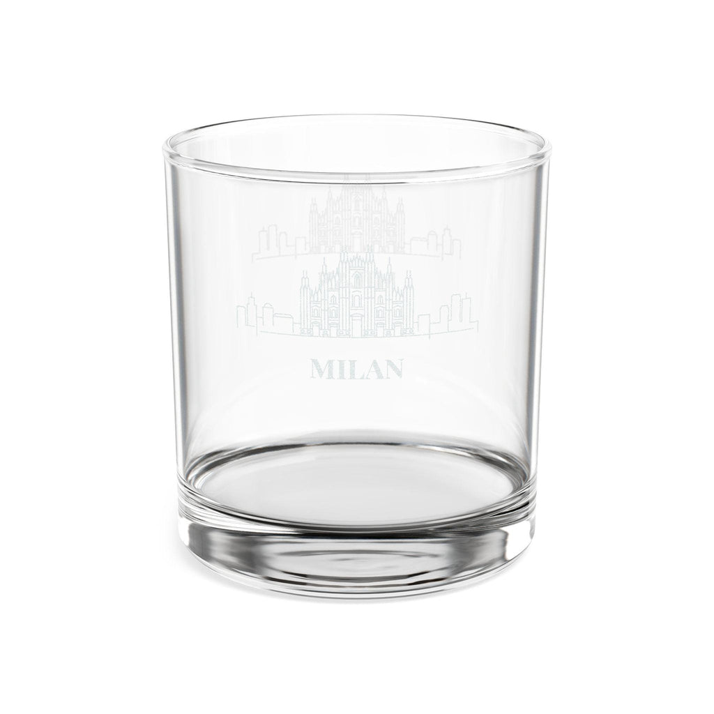 Engraved MILAN Whiskey Glass, Personalized Dad Rocks Glass, Custom Etched Skyline Gift Souvenir