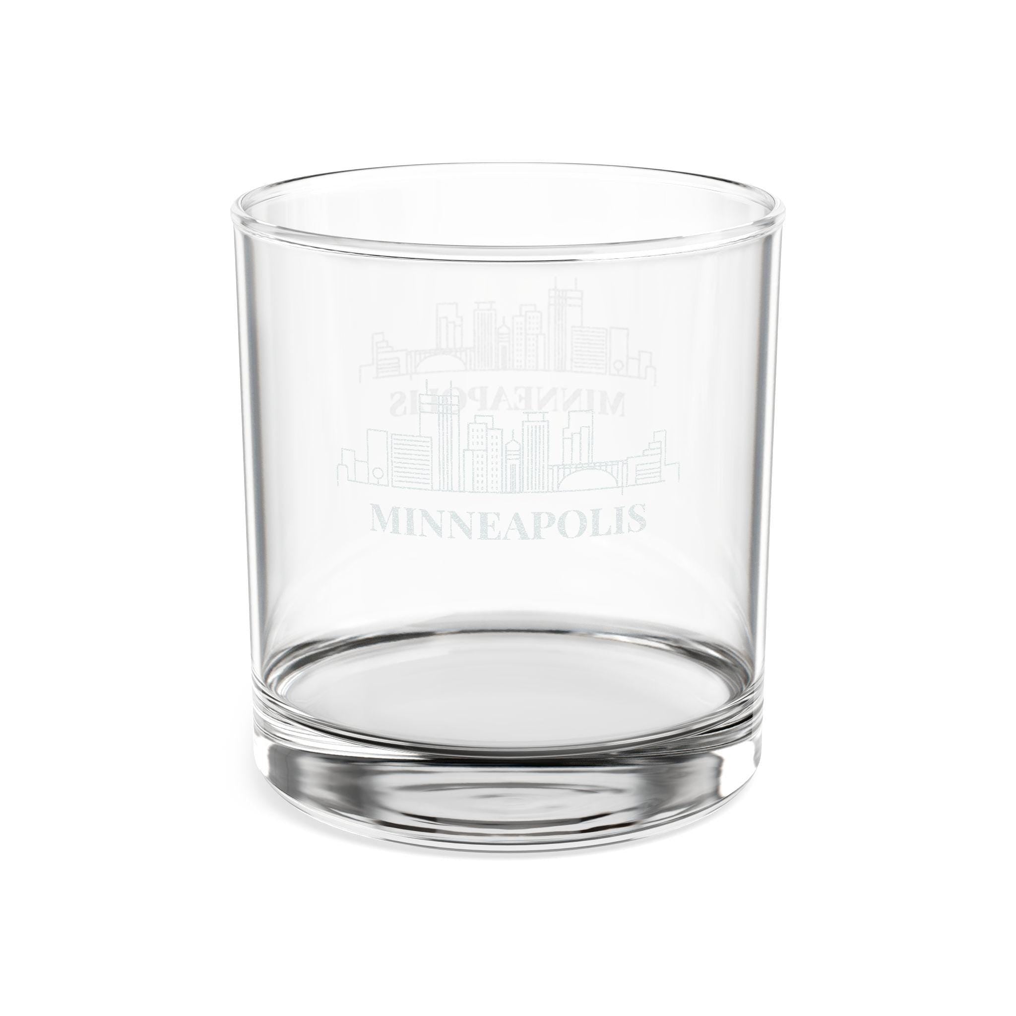 Engraved MINNEAPOLIS Whiskey Glass, Personalized Dad Rocks Glass, Custom Etched Skyline Gift Souvenir