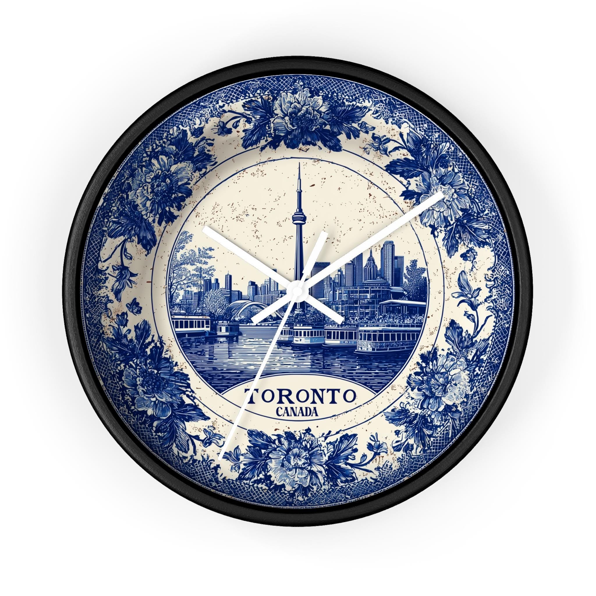 Toronto Canada Wall Clock, Delf style Home Decor, Vintage City Travel Keepsake Art