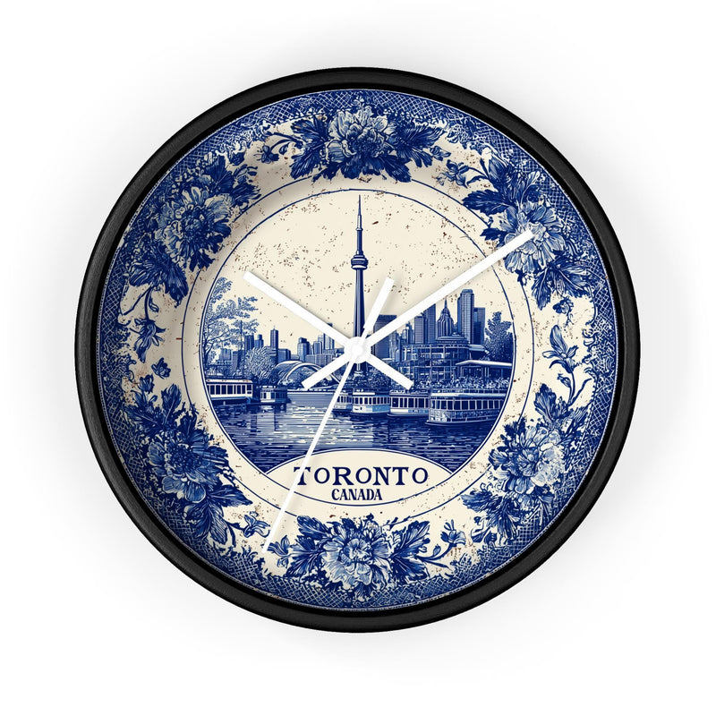 Toronto Canada Wall Clock, Delft style Home Decor, Vintage City Travel Keepsake Art