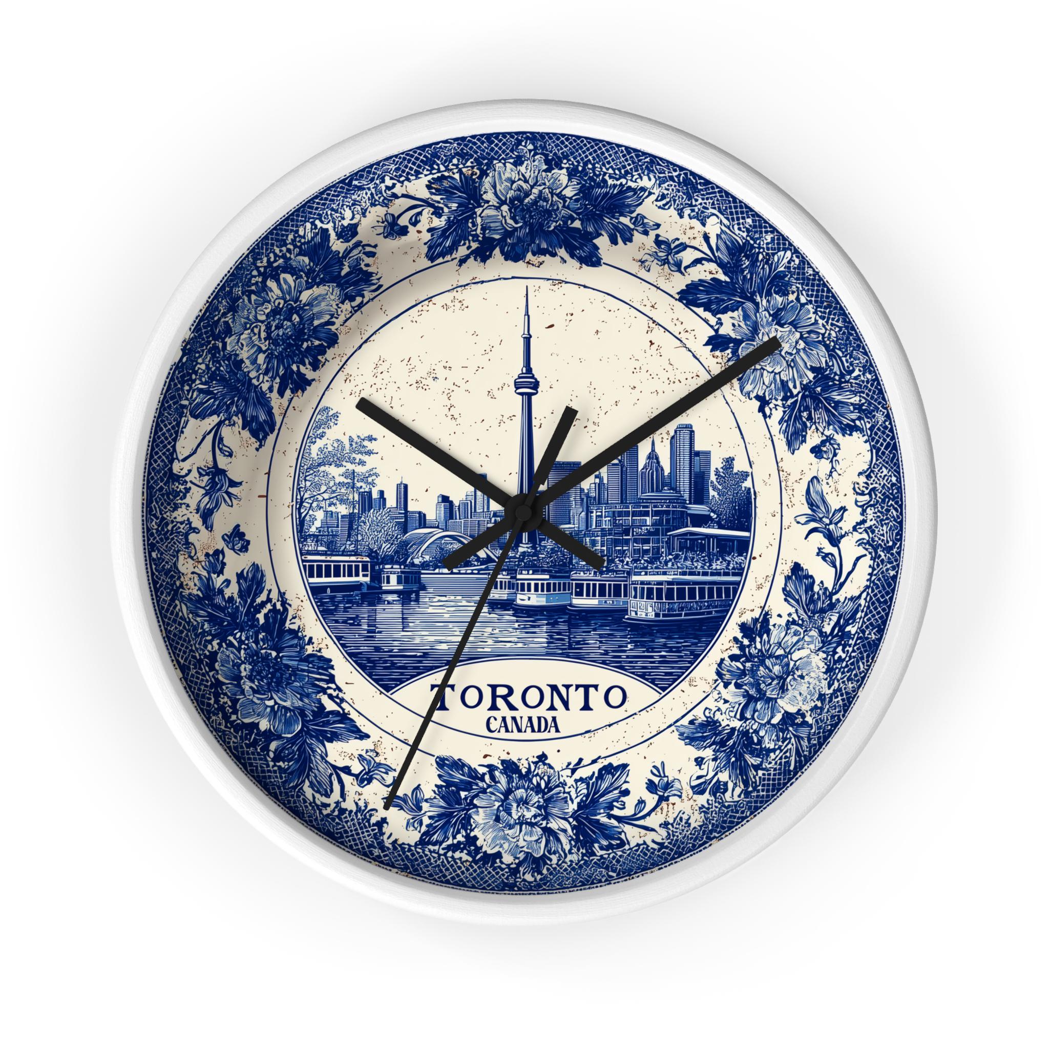 Toronto Canada Wall Clock, Delf style Home Decor, Vintage City Travel Keepsake Art