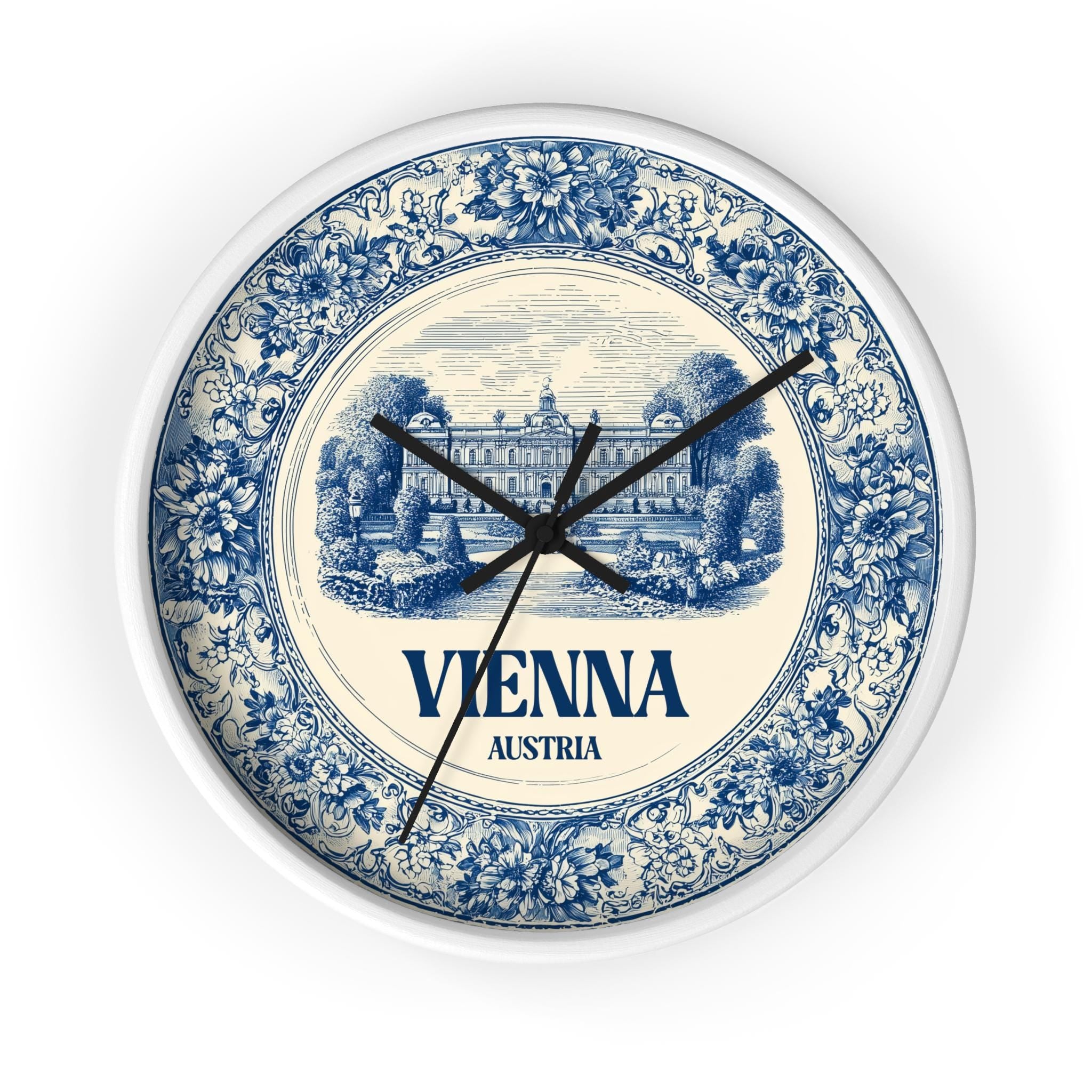 Vienna Austria Wall Clock, Delf style Home Decor, Vintage City Travel Keepsake Art