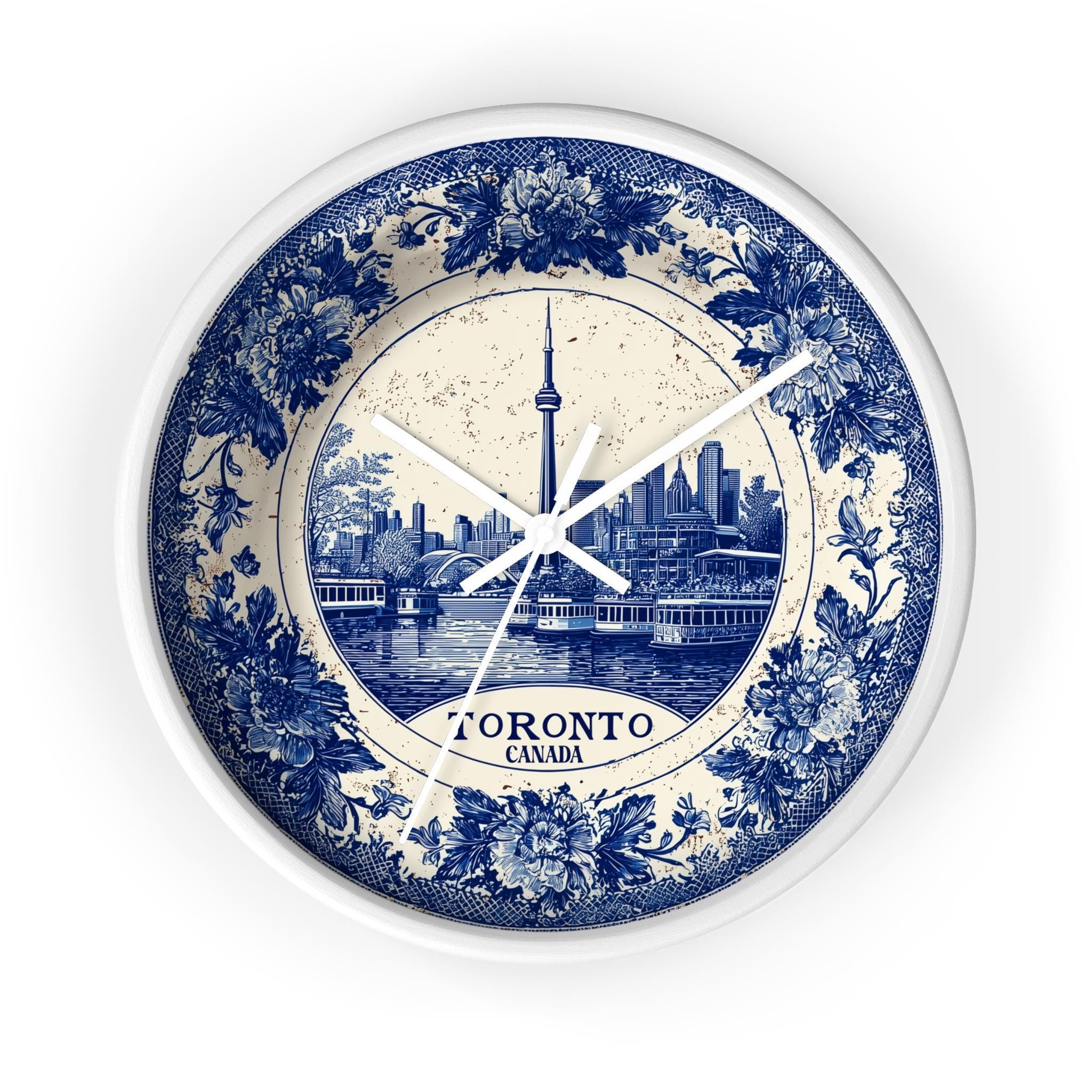 Toronto Canada Wall Clock, Delf style Home Decor, Vintage City Travel Keepsake Art