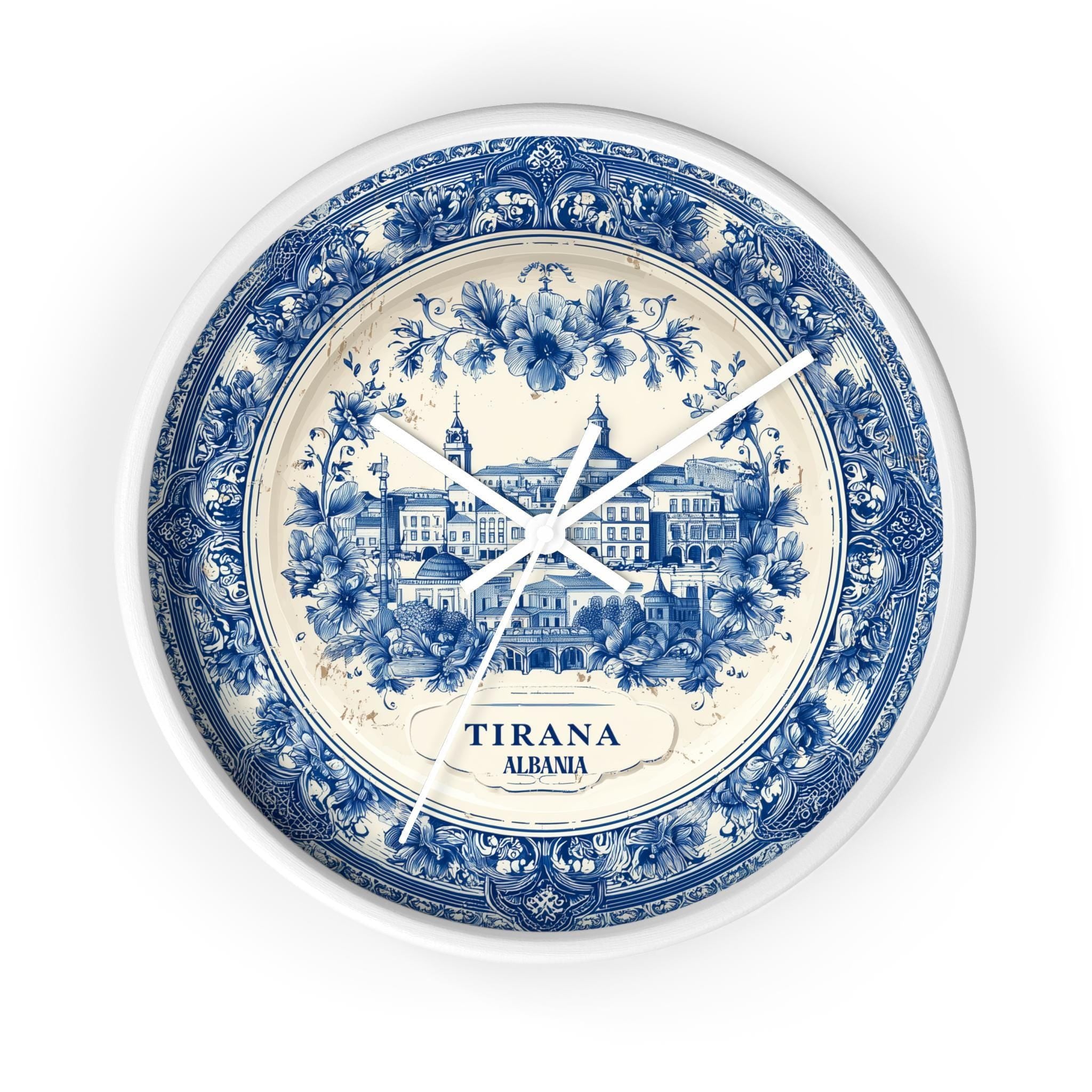 Tirana Albania Wall Clock, Delf style Home Decor, Vintage City Travel Keepsake Art