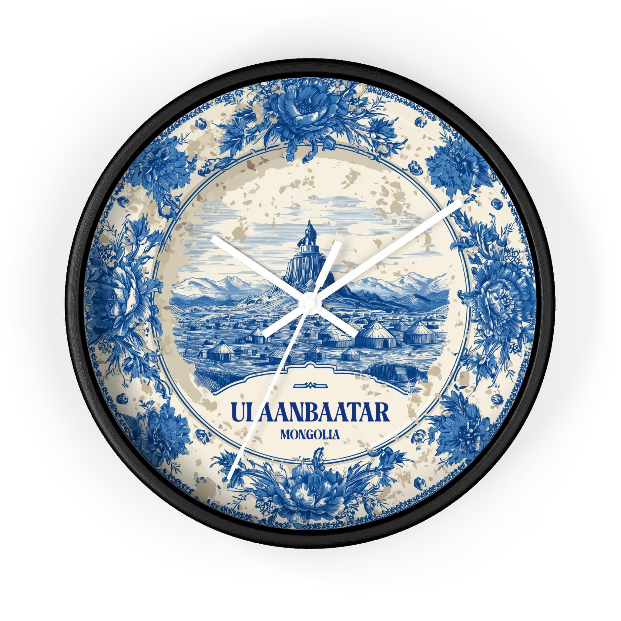 Ulaanbaatar Mongolia Wall Clock, Delf style Home Decor, Vintage City Travel Keepsake Art