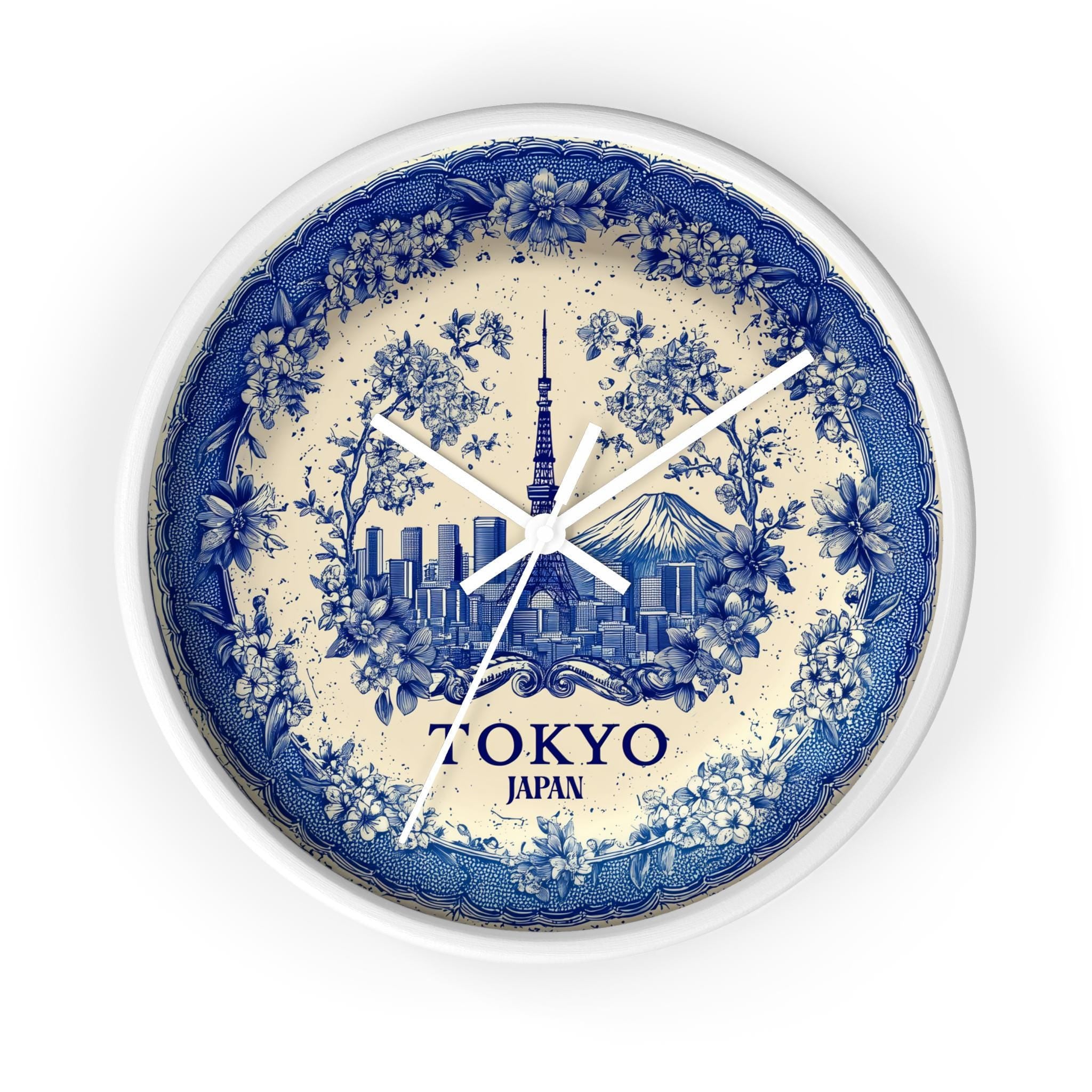 Tokyo Japan Wall Clock, Delf style Home Decor, Vintage City Travel Keepsake Art