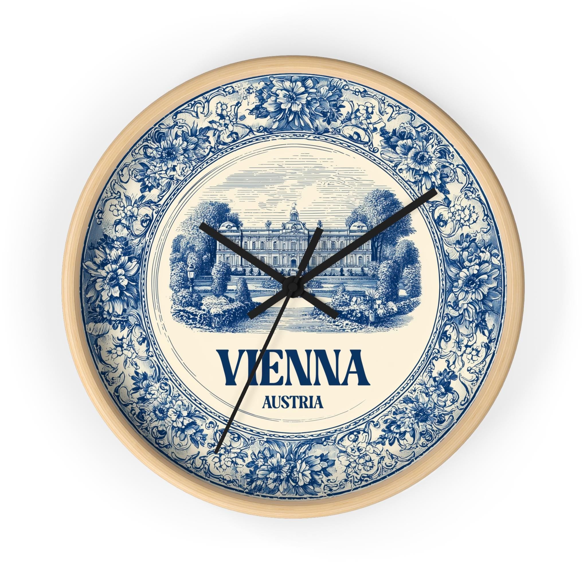 Vienna Austria Wall Clock, Delf style Home Decor, Vintage City Travel Keepsake Art
