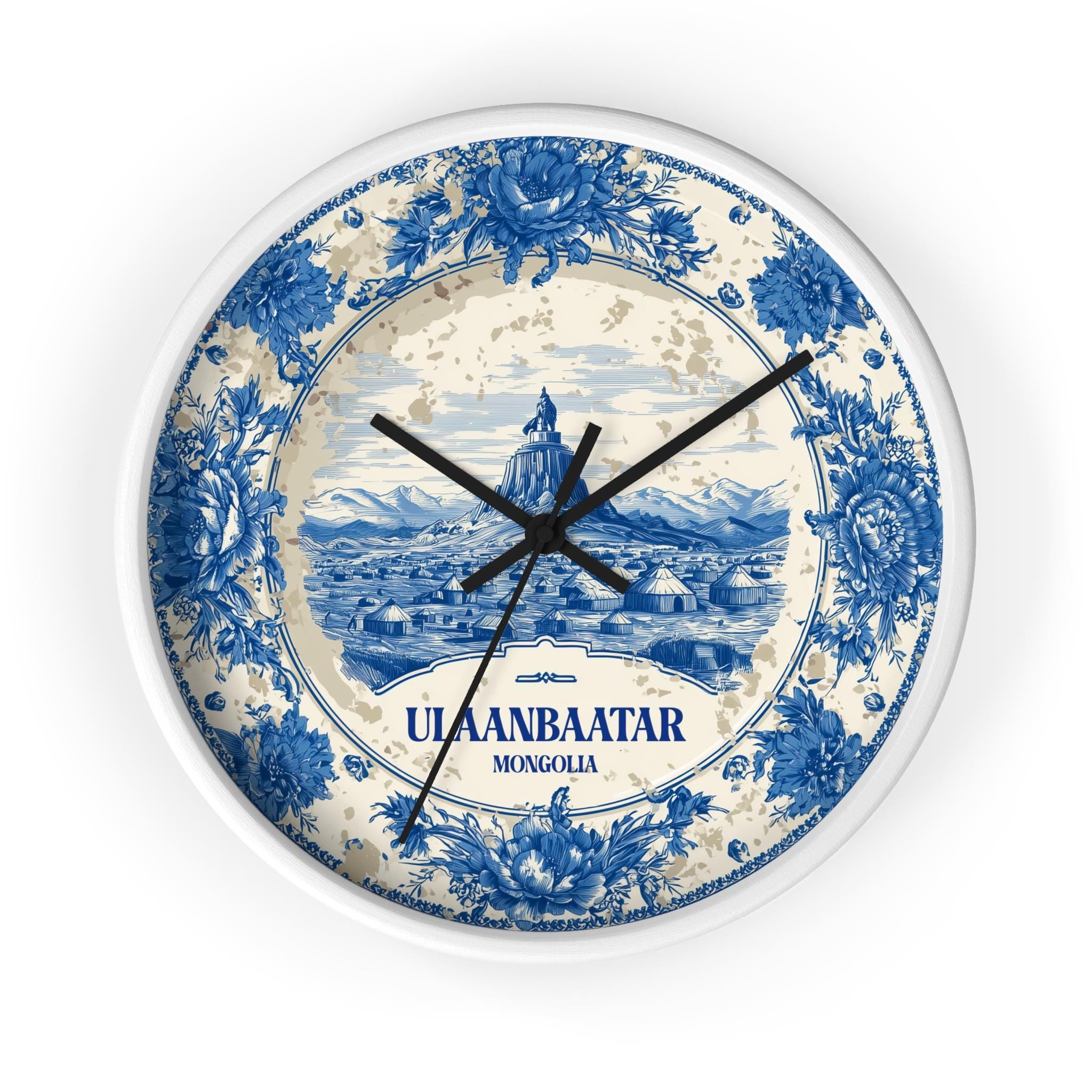 Ulaanbaatar Mongolia Wall Clock, Delf style Home Decor, Vintage City Travel Keepsake Art