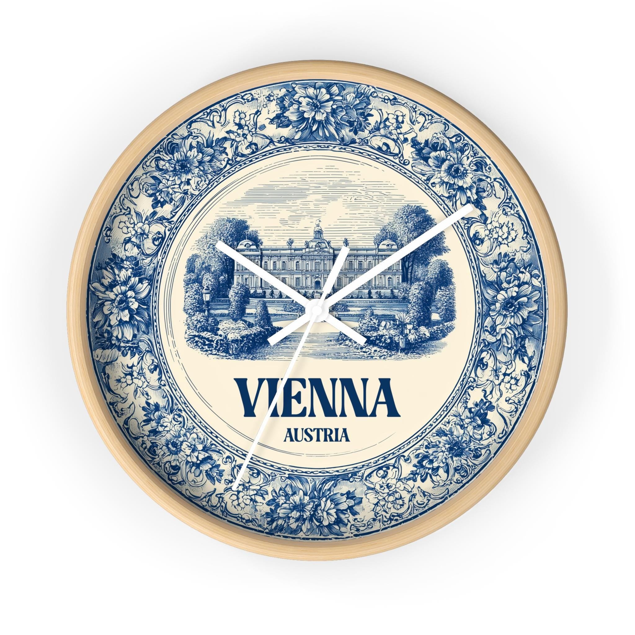 Vienna Austria Wall Clock, Delf style Home Decor, Vintage City Travel Keepsake Art