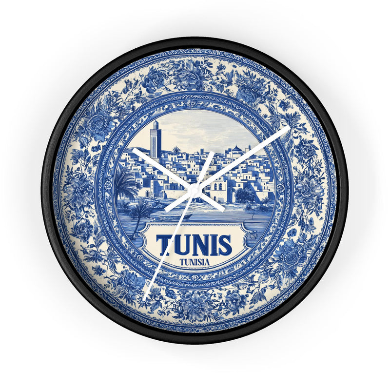 Tunis Tunisia Wall Clock, Delft style Home Decor, Vintage City Travel Keepsake Art