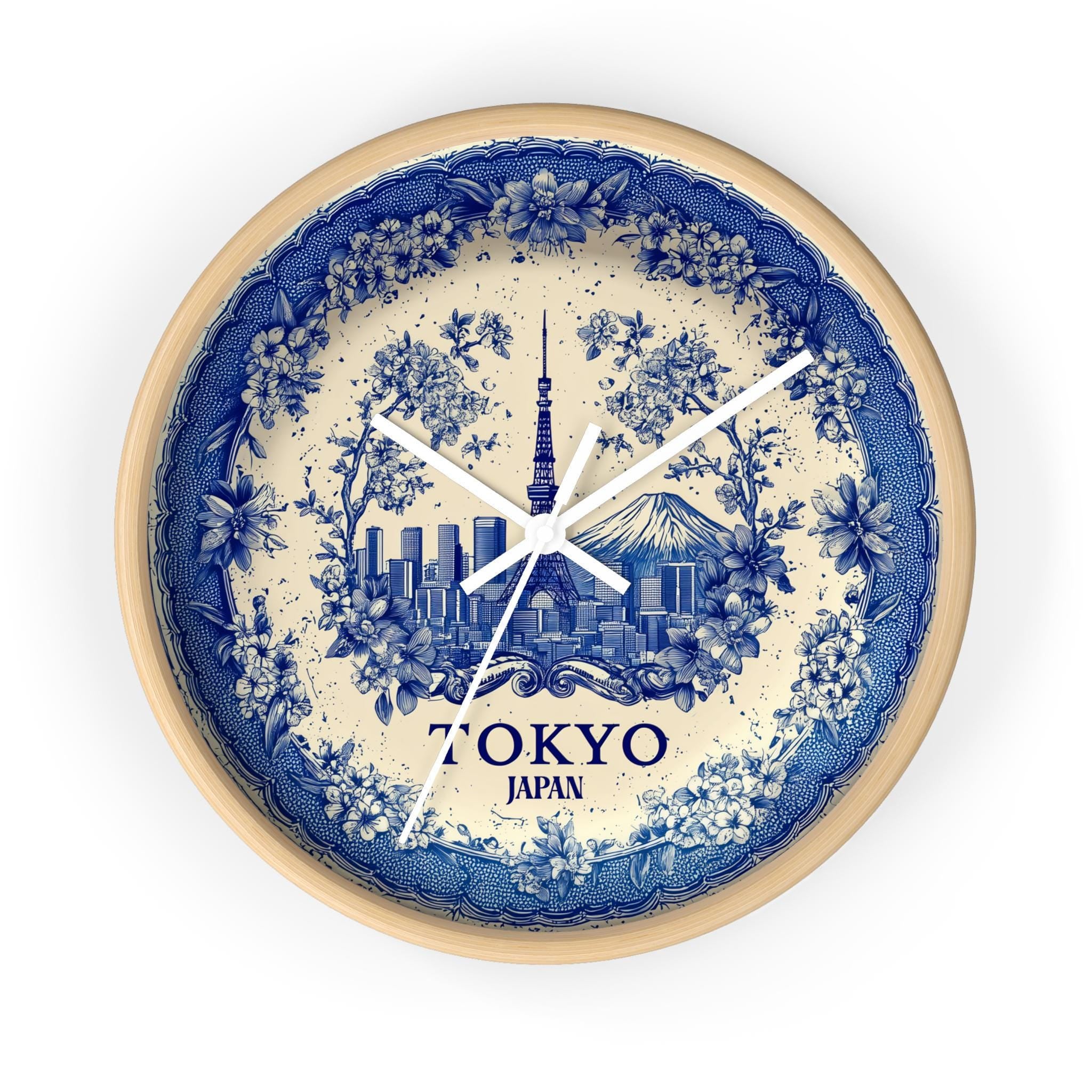 Tokyo Japan Wall Clock, Delf style Home Decor, Vintage City Travel Keepsake Art