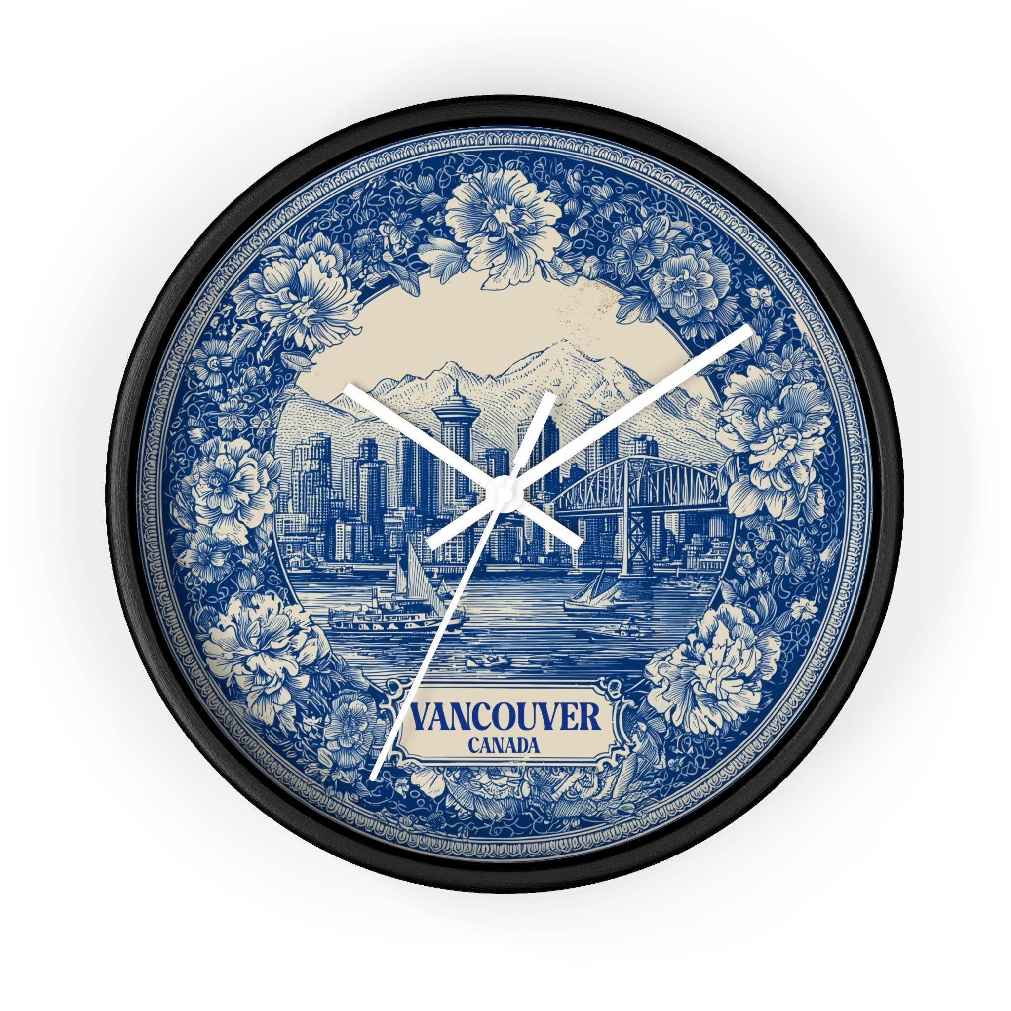 Vancouver Canada Wall Clock, Delf style Home Decor, Vintage City Travel Keepsake Art
