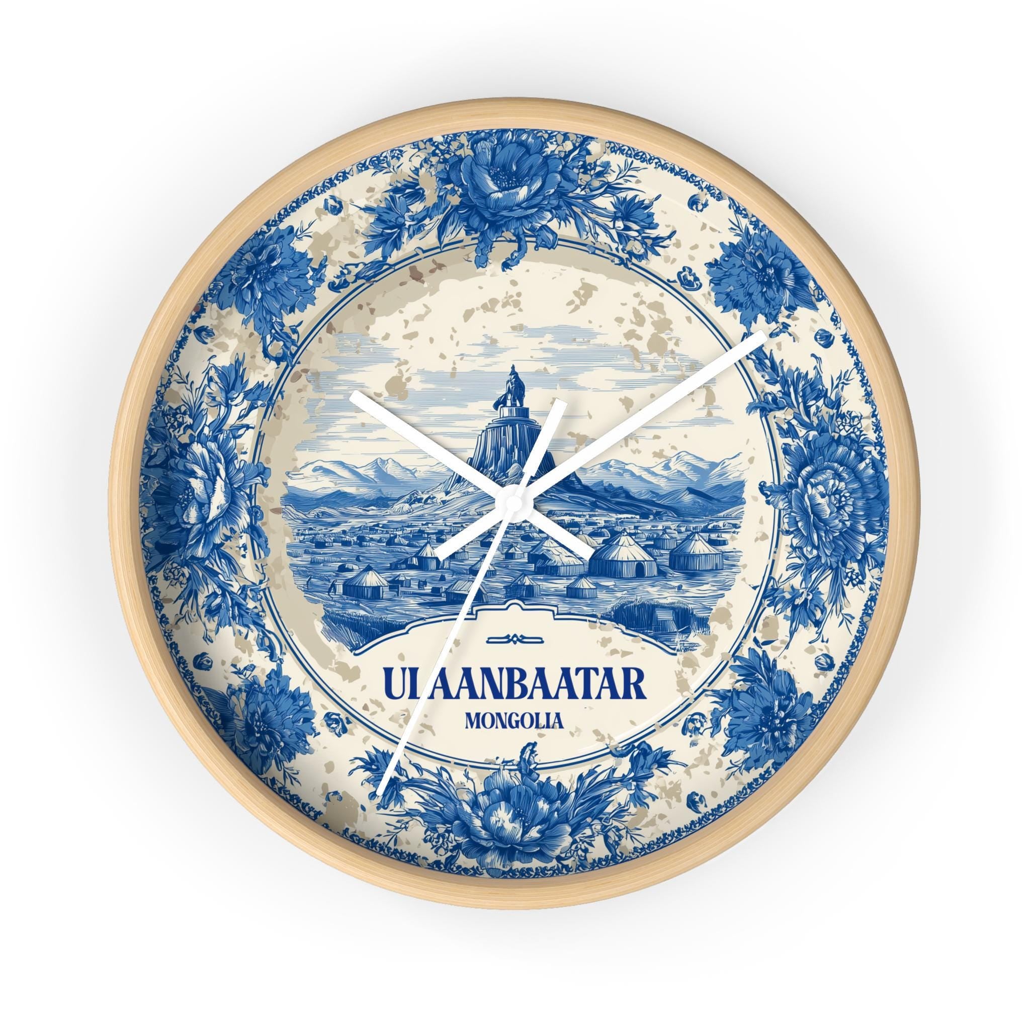 Ulaanbaatar Mongolia Wall Clock, Delf style Home Decor, Vintage City Travel Keepsake Art
