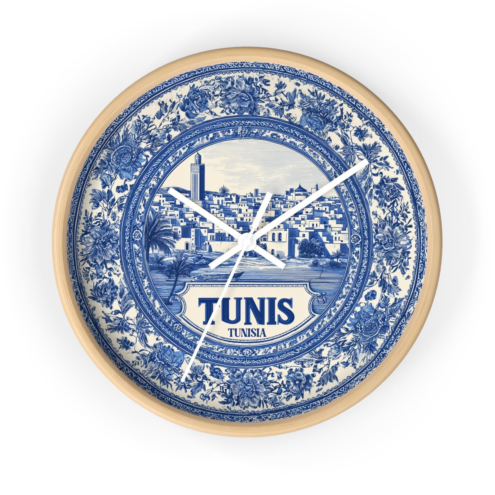 Tunis Tunisia Wall Clock, Delf style Home Decor, Vintage City Travel Keepsake Art