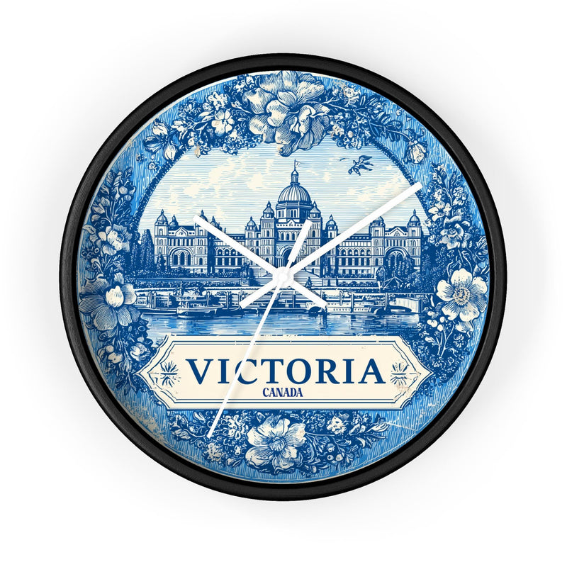 Victoria Canada Wall Clock, Delft style Home Decor, Vintage City Travel Keepsake Art