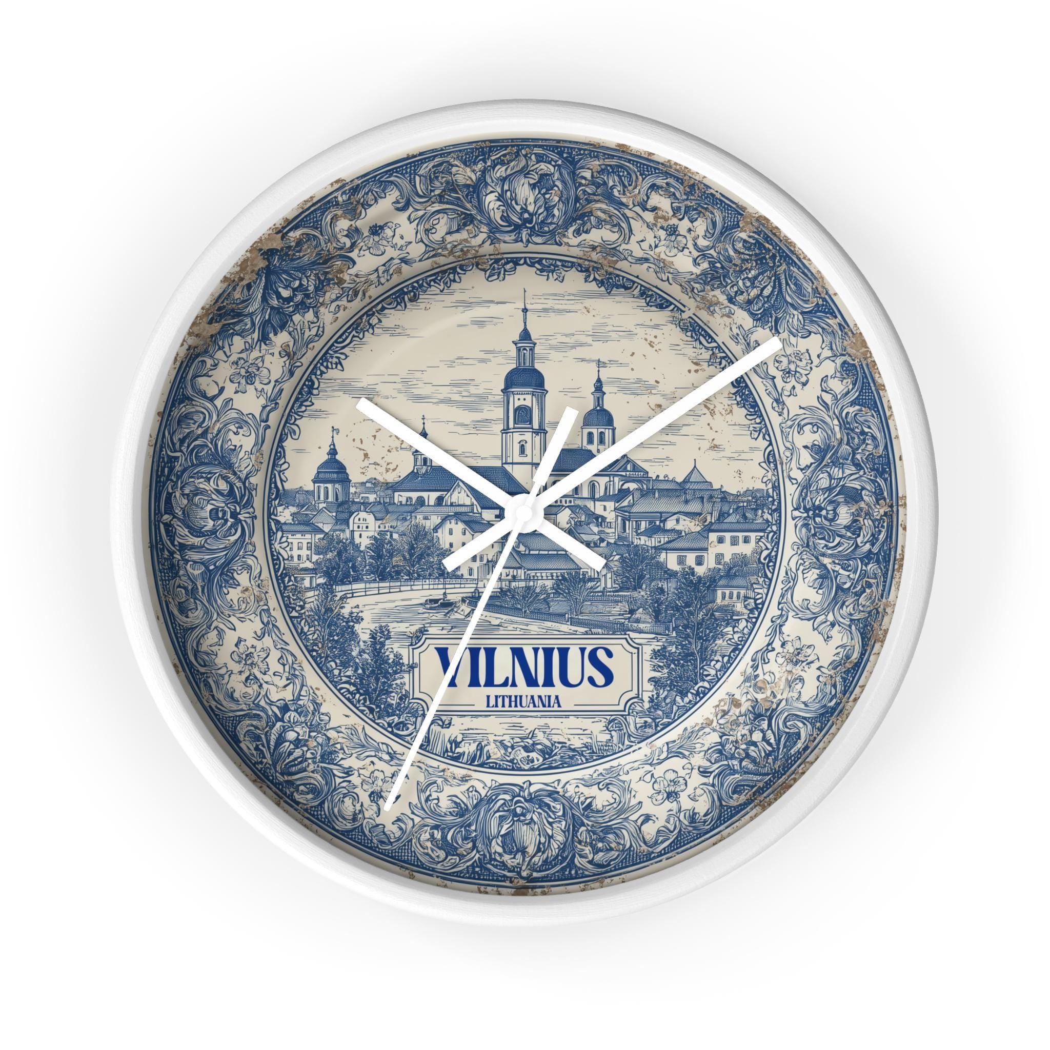 Vilnius Lithuania Wall Clock, Delf style Home Decor, Vintage City Travel Keepsake Art