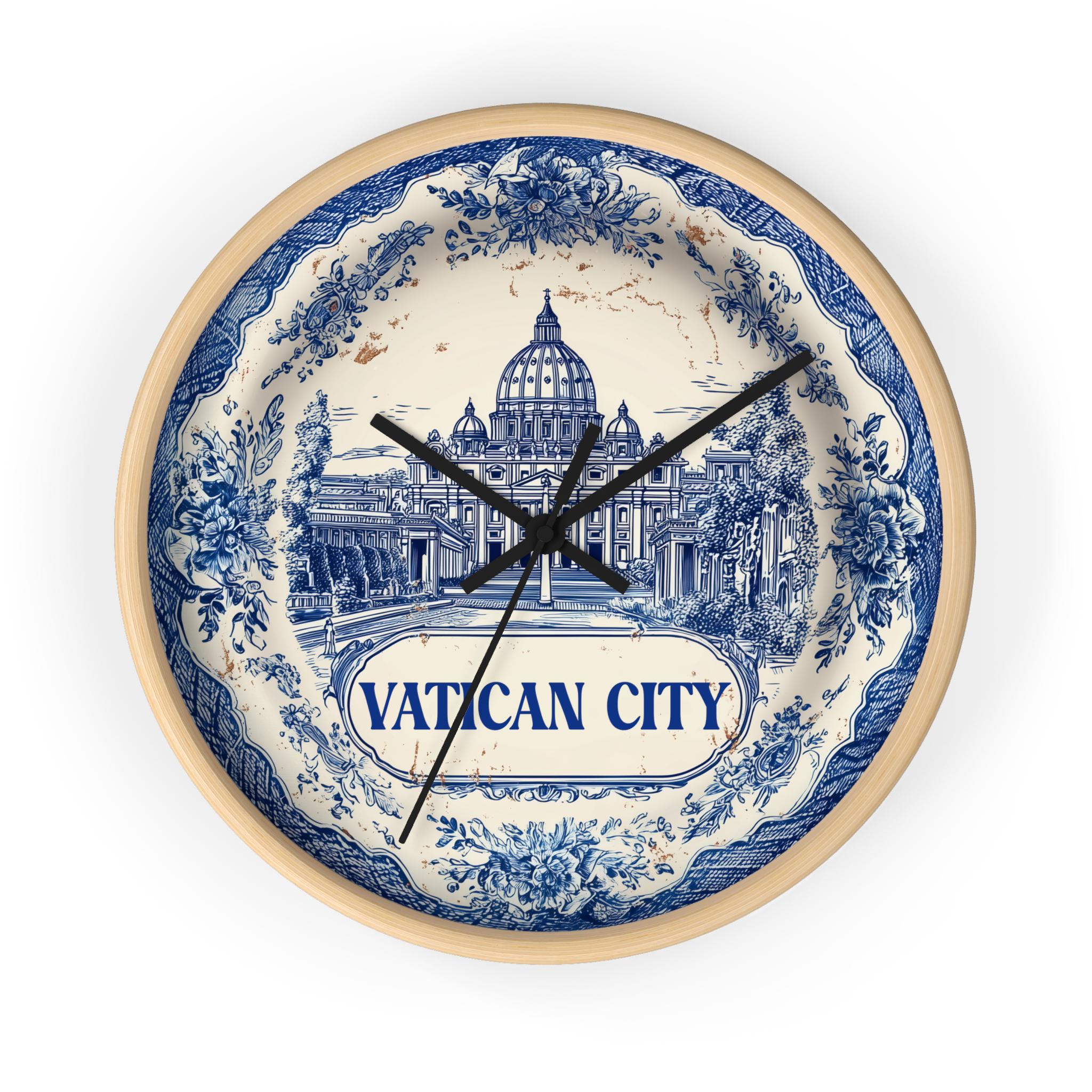 Vatican City Wall Clock, Delf style Home Decor, Vintage City Travel Keepsake Art
