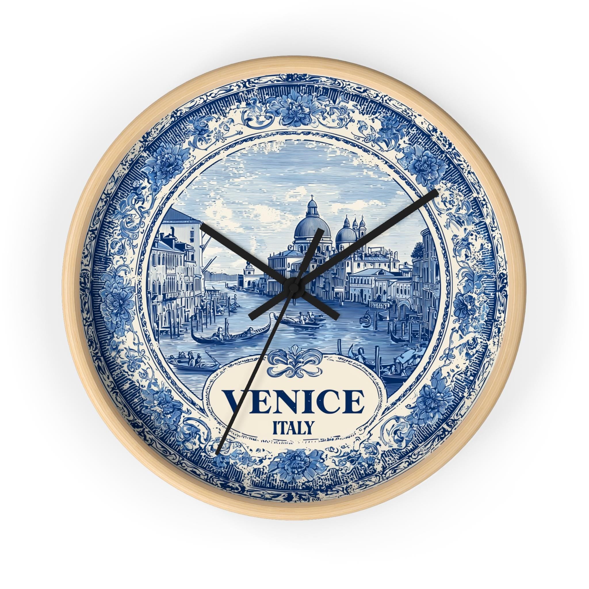 Venice Italy Wall Clock, Delf style Home Decor, Vintage City Travel Keepsake Art