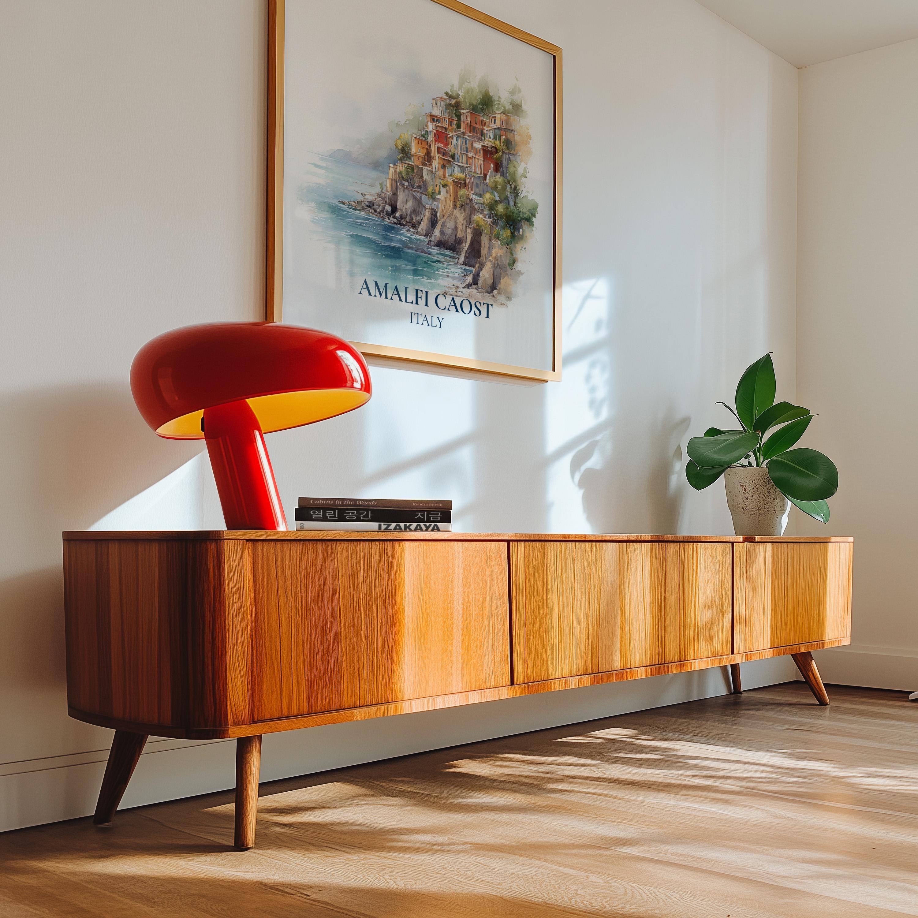 Amalfi Italy Watercolor Wall Art Print, Custom Travel Poster, World Locations Keepsake Gift