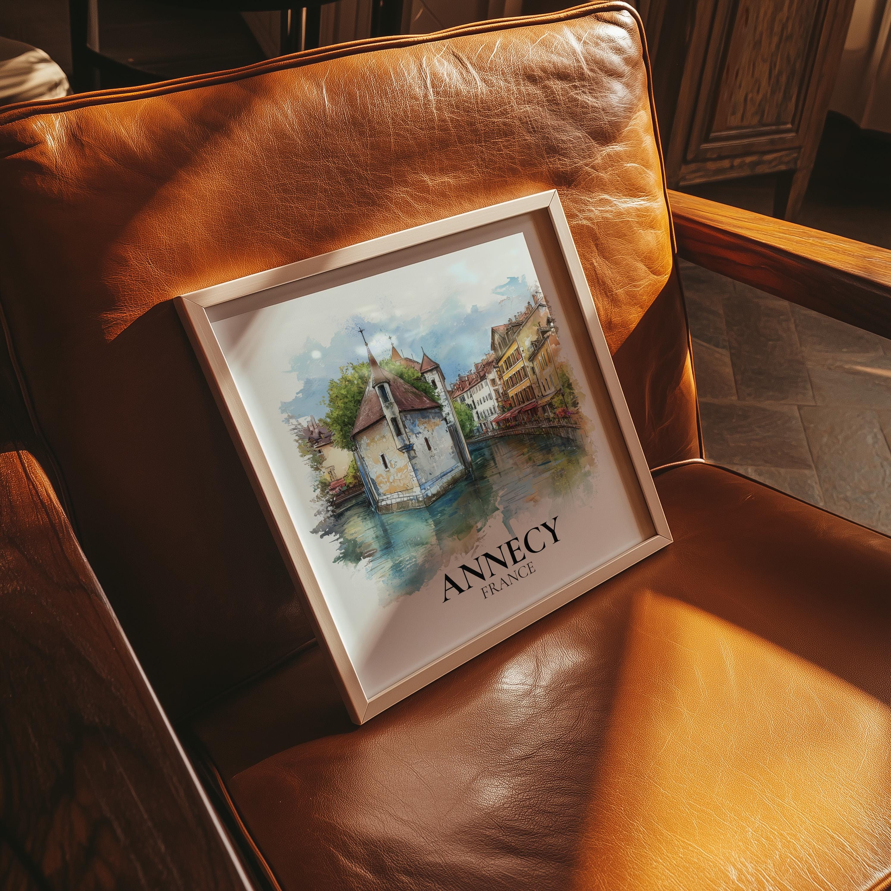 Annecy France Watercolor Wall Art Print, Custom Travel Poster, World Locations Keepsake Gift