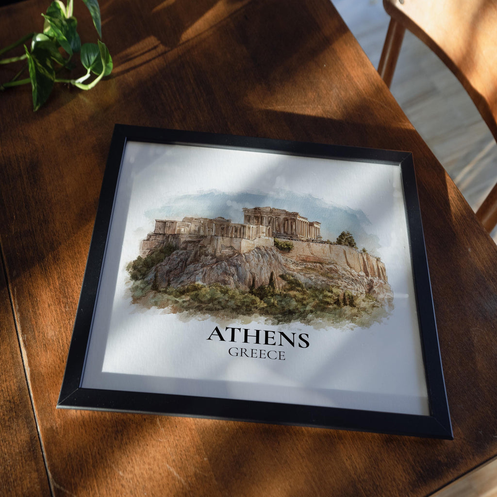 Athens Greece Poster, Watercolor Wall Art Print, Custom Travel, World Locations Keepsake Gift
