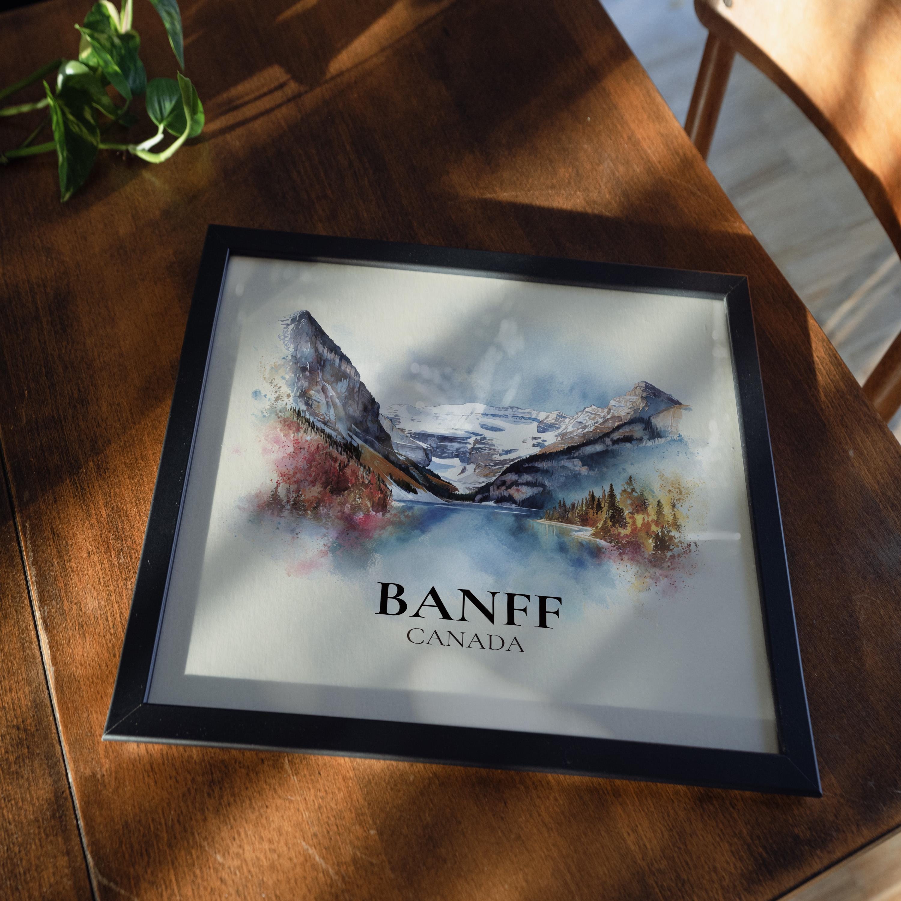 Banff National Park Canada Watercolor Wall Art Print, Custom Travel Poster, World Locations Keepsake Gift