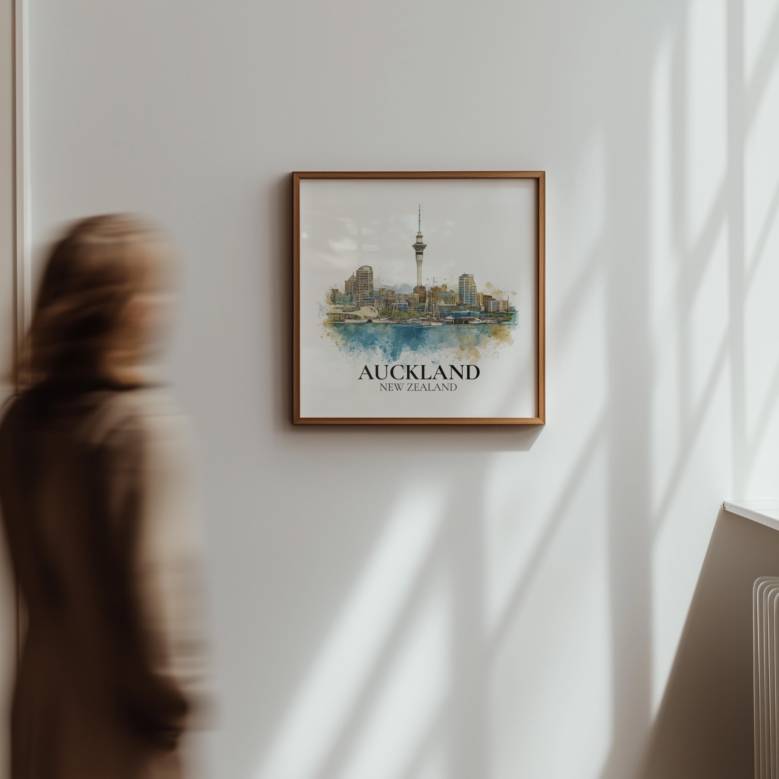 Auckland New Zealand Watercolor Wall Art Print, Custom Travel Poster, World Locations Keepsake Gift