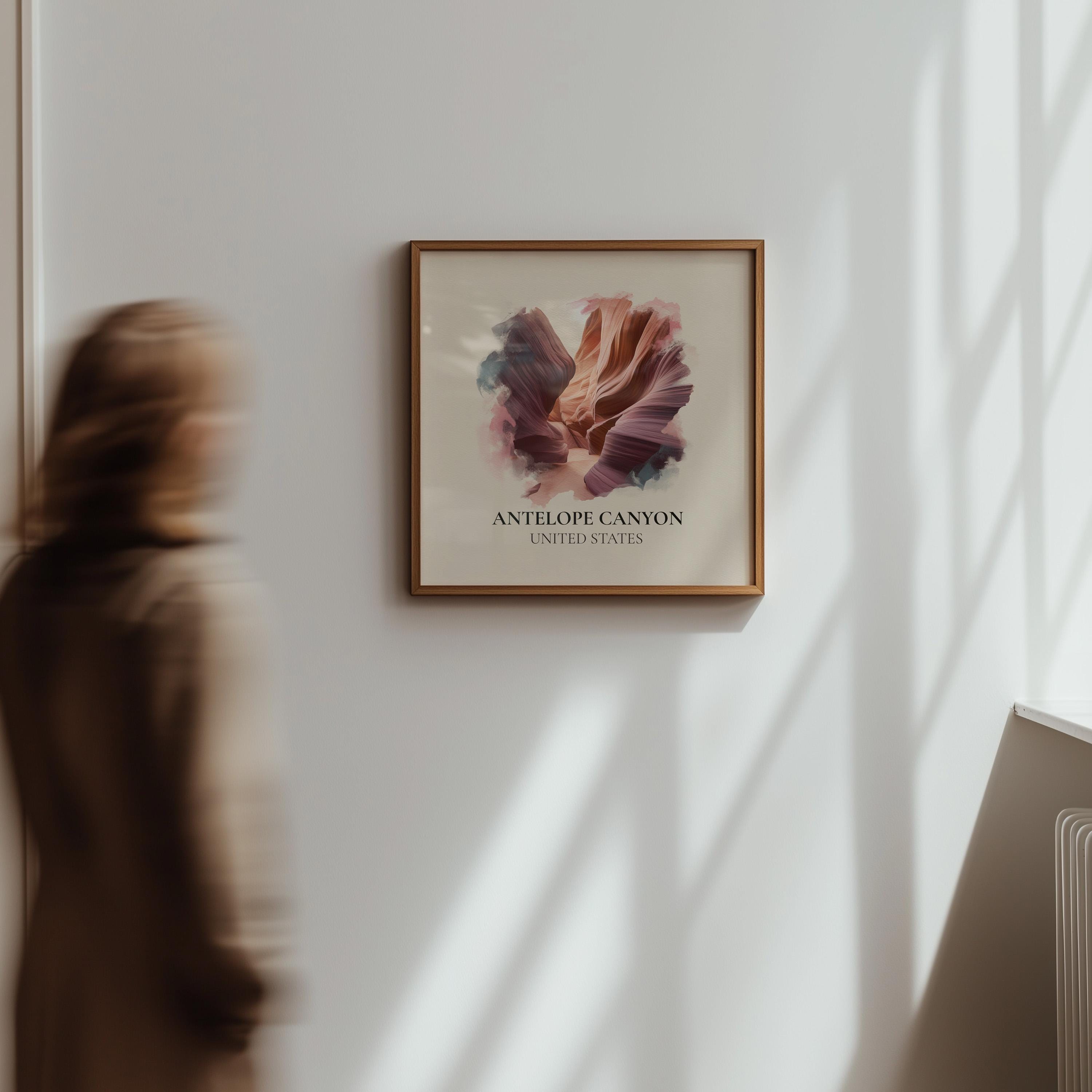 Antelope Canyon United States Watercolor Wall Art Print, Custom Travel Poster, World Locations Keepsake Gift