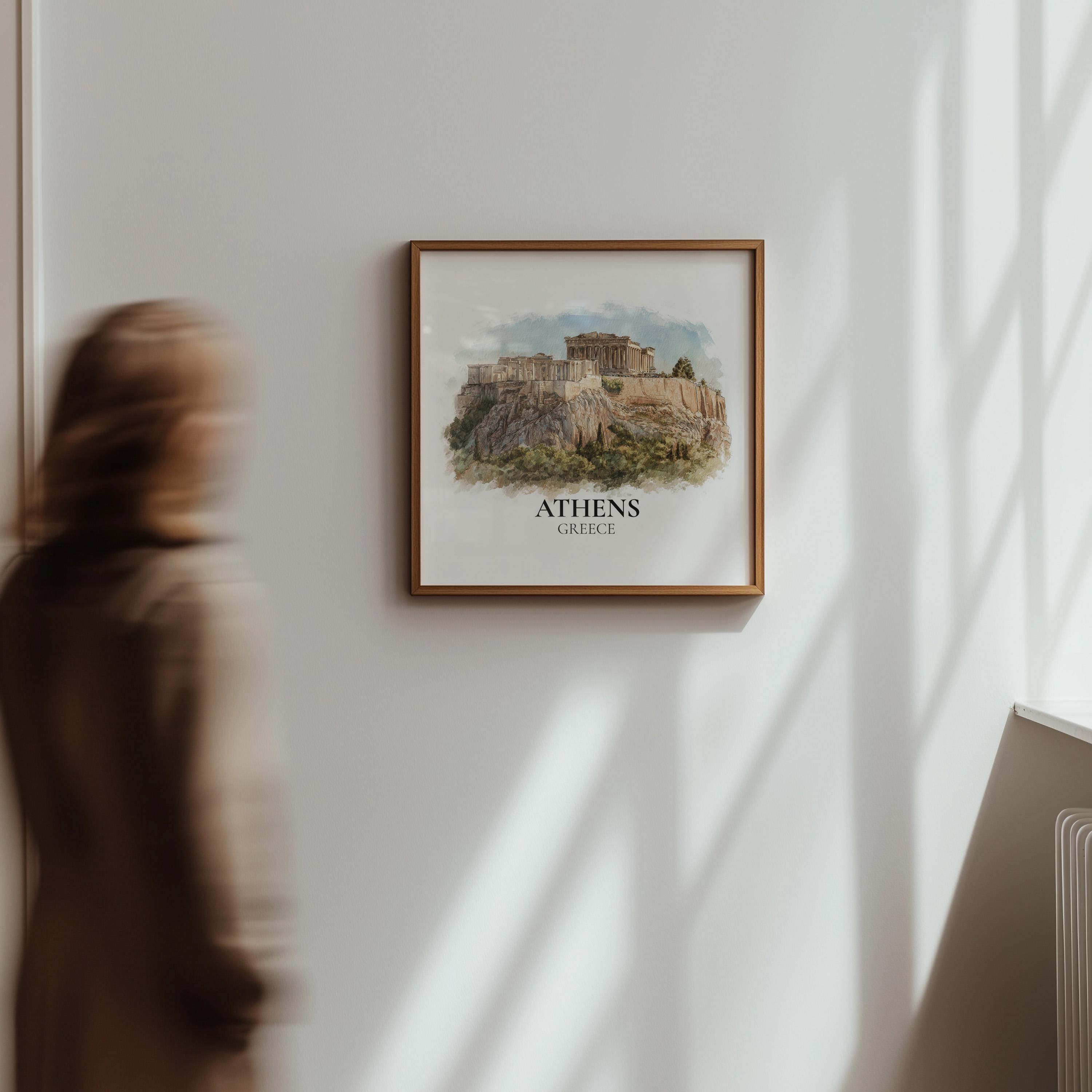 Athens Greece Poster, Watercolor Wall Art Print, Custom Travel, World Locations Keepsake Gift