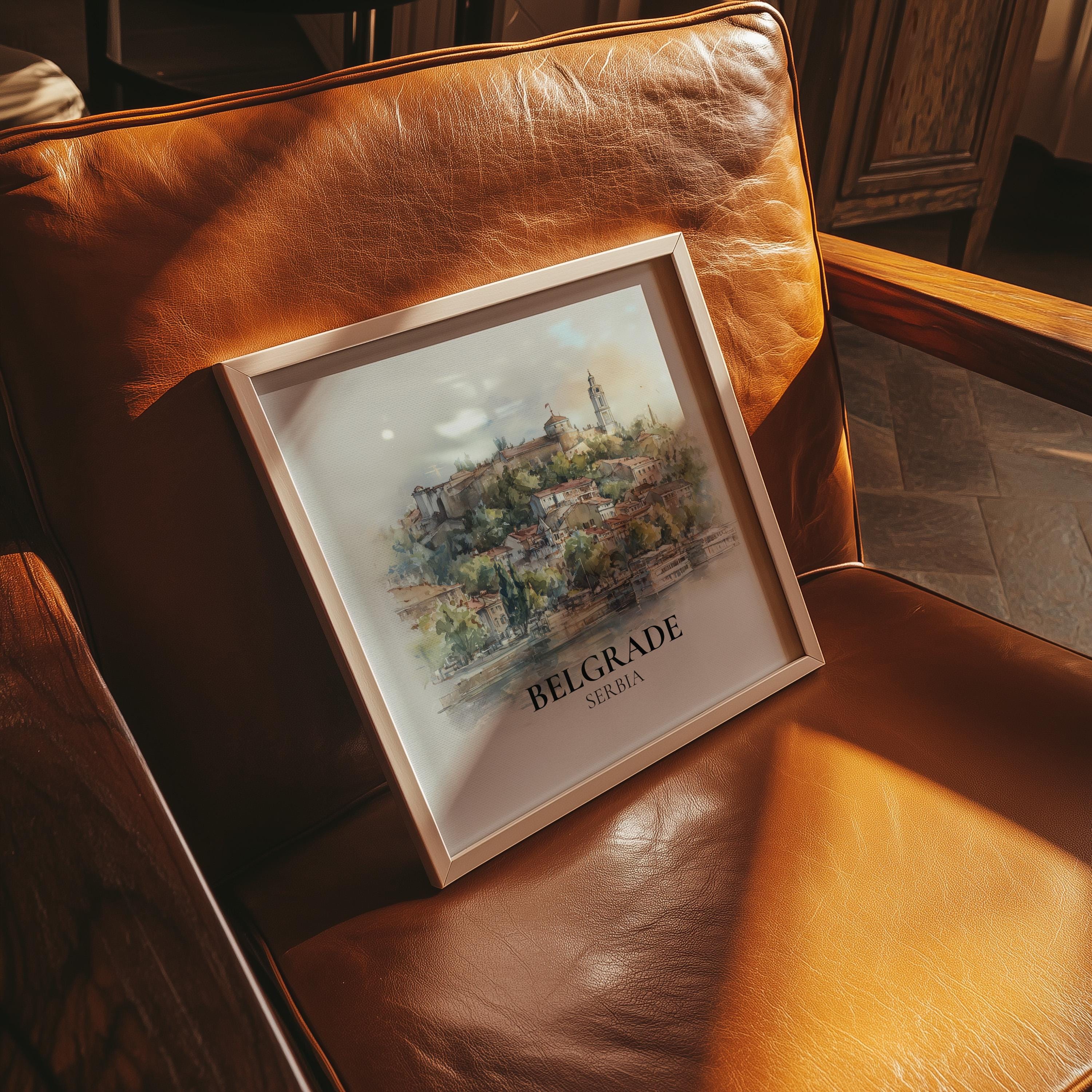 Belgrade Serbia Watercolor Wall Art Print, Custom Travel Poster, World Locations Keepsake Gift