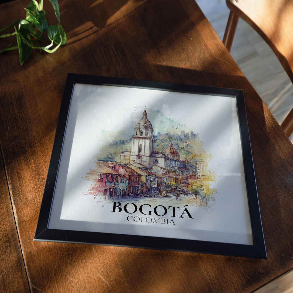 Bogota Colombia Watercolor Wall Art Print, Custom Travel Poster, World Locations Keepsake Gift