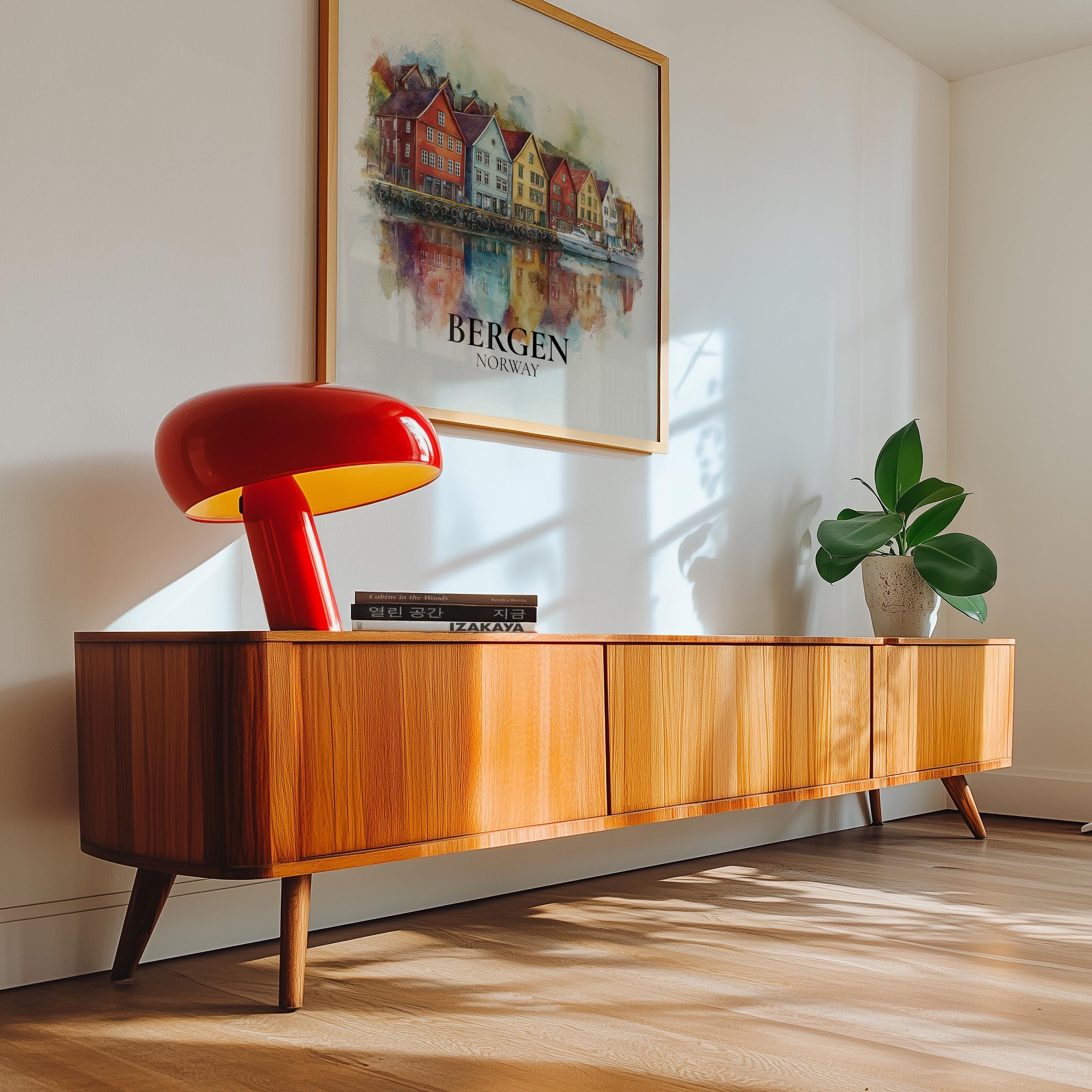 Bergen Norway Watercolor Wall Art Print, Custom Travel Poster, World Locations Keepsake Gift