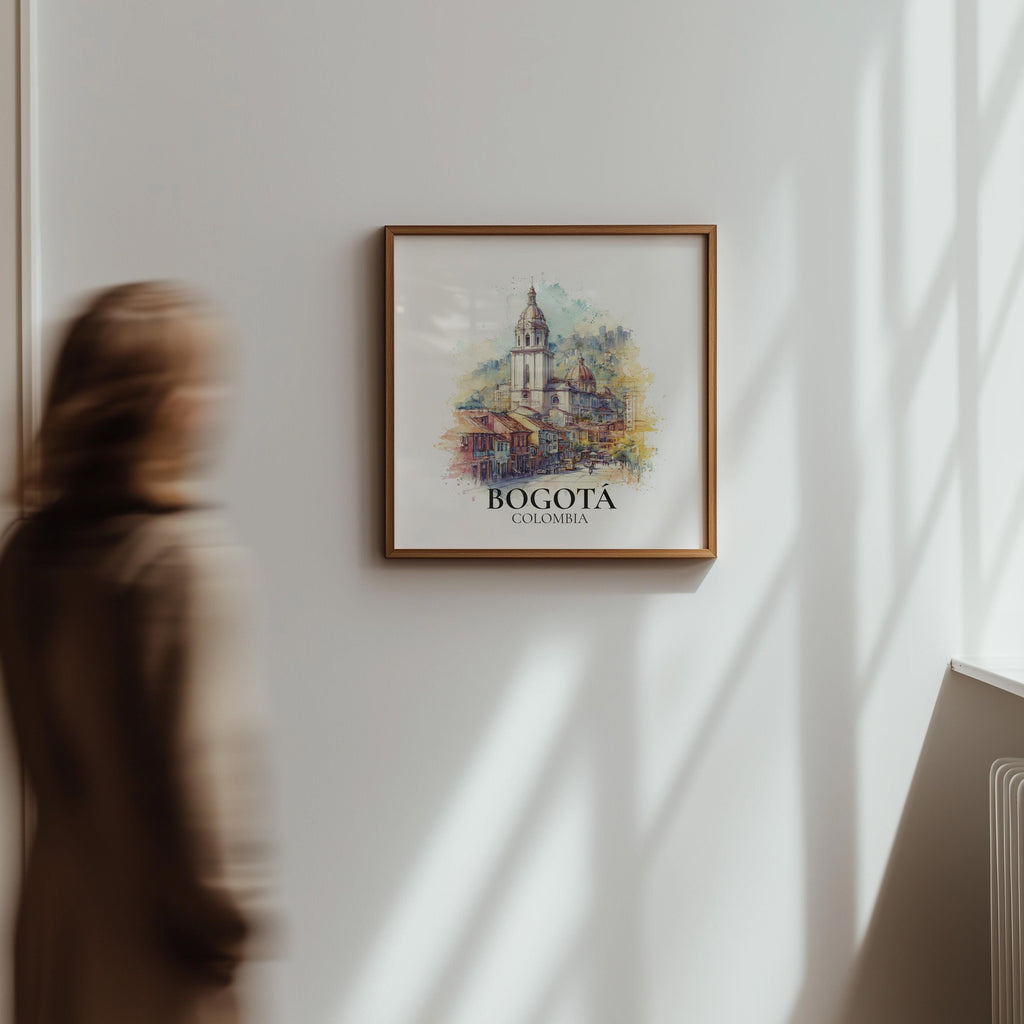 Bogota Colombia Watercolor Wall Art Print, Custom Travel Poster, World Locations Keepsake Gift