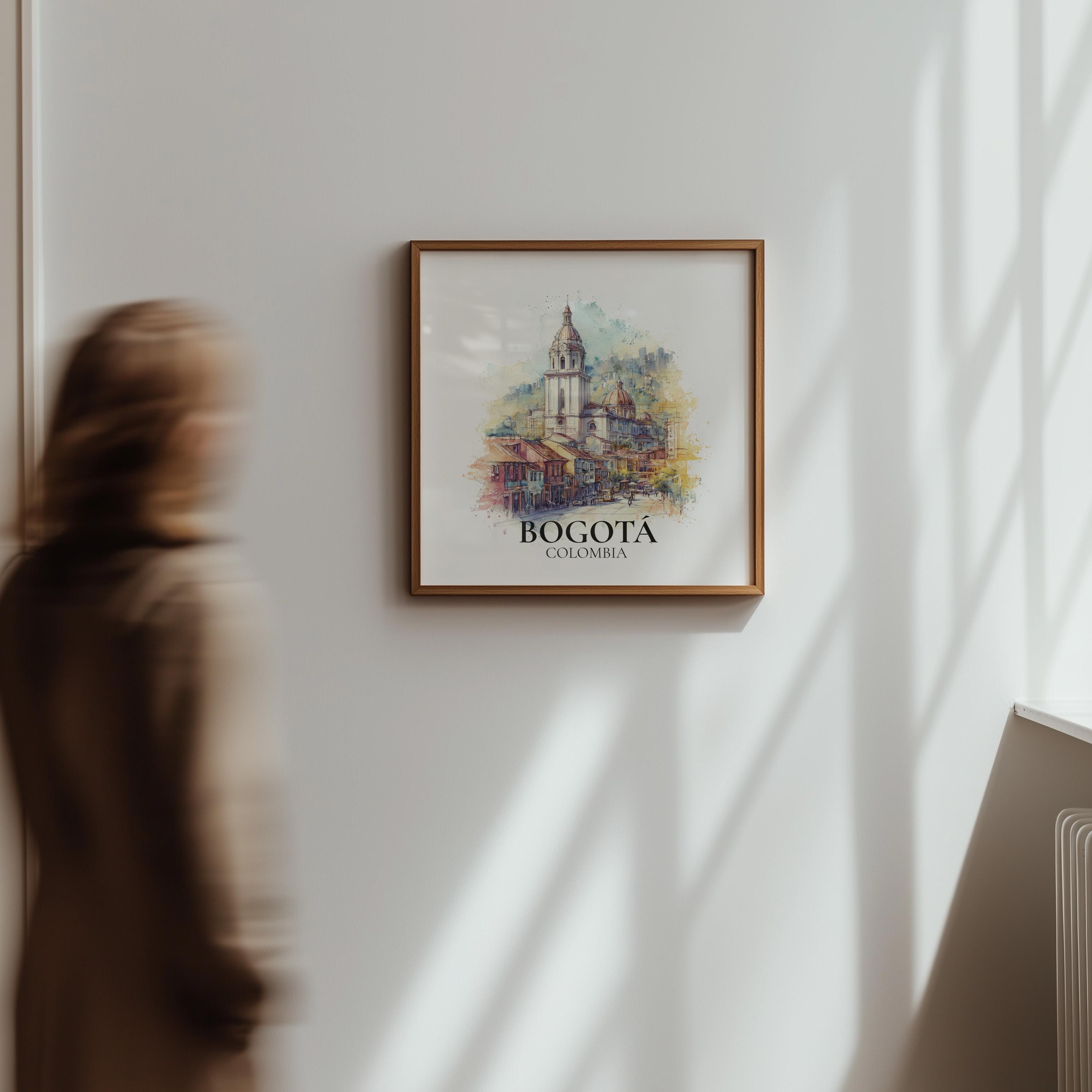 Bogota Colombia Watercolor Wall Art Print, Custom Travel Poster, World Locations Keepsake Gift