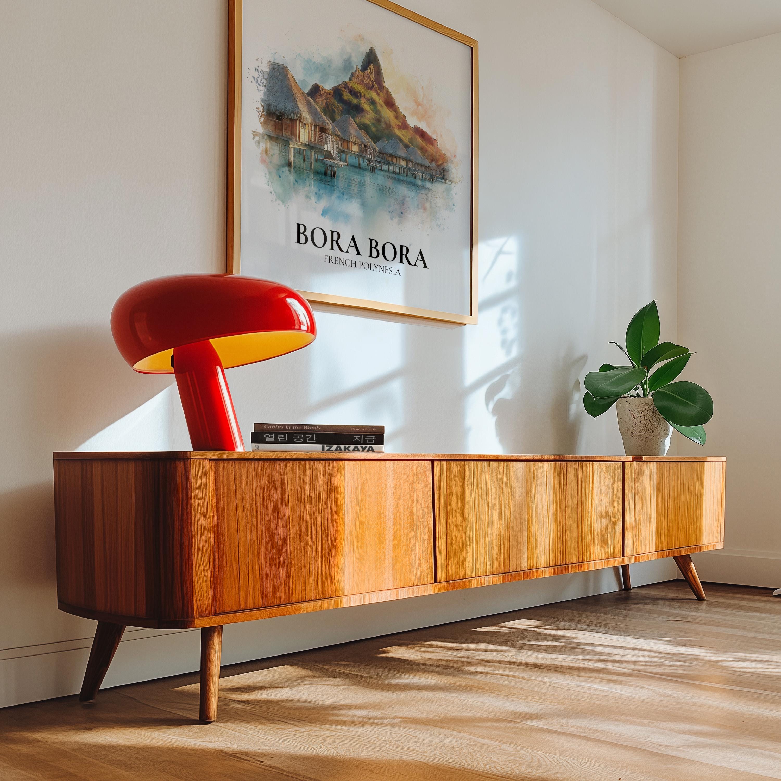 Bora Bora French Polynesia Watercolor Wall Art Print, Custom Travel Poster, World Locations Keepsake Gift