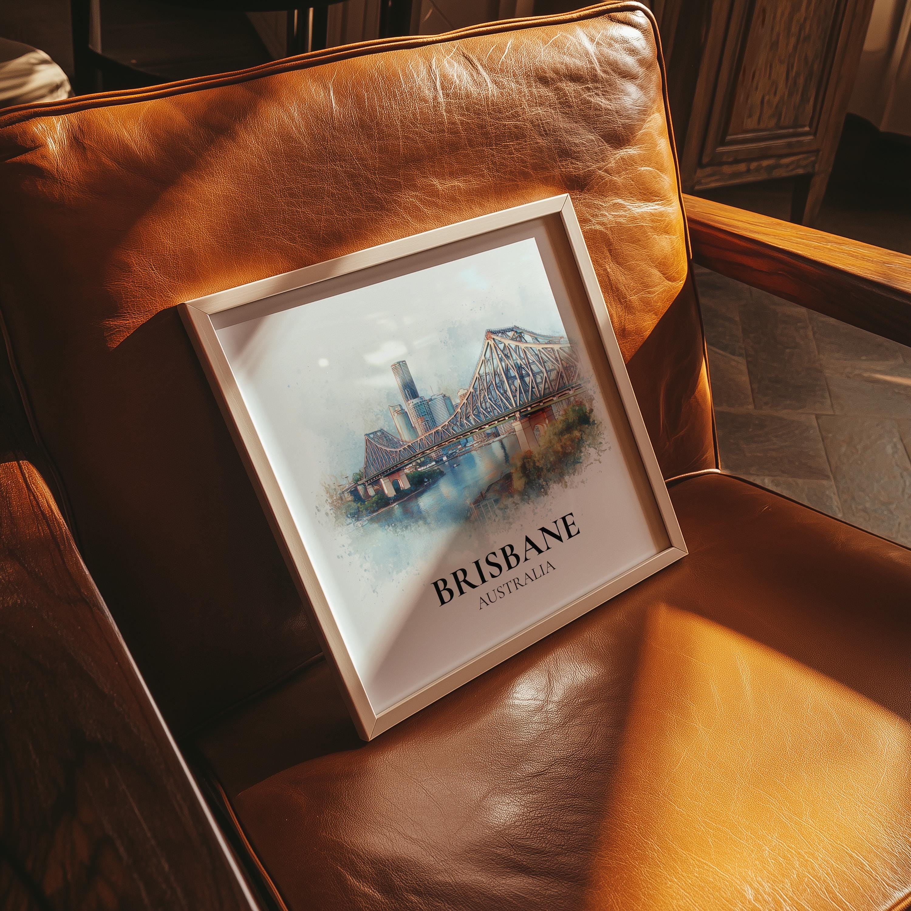 Brisbane Australia Watercolor Wall Art Print, Custom Travel Poster, World Locations Keepsake Gift