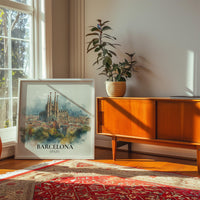 Barcelona Spain Watercolor Wall Art Print, Custom Travel Poster, World Locations Keepsake Gift