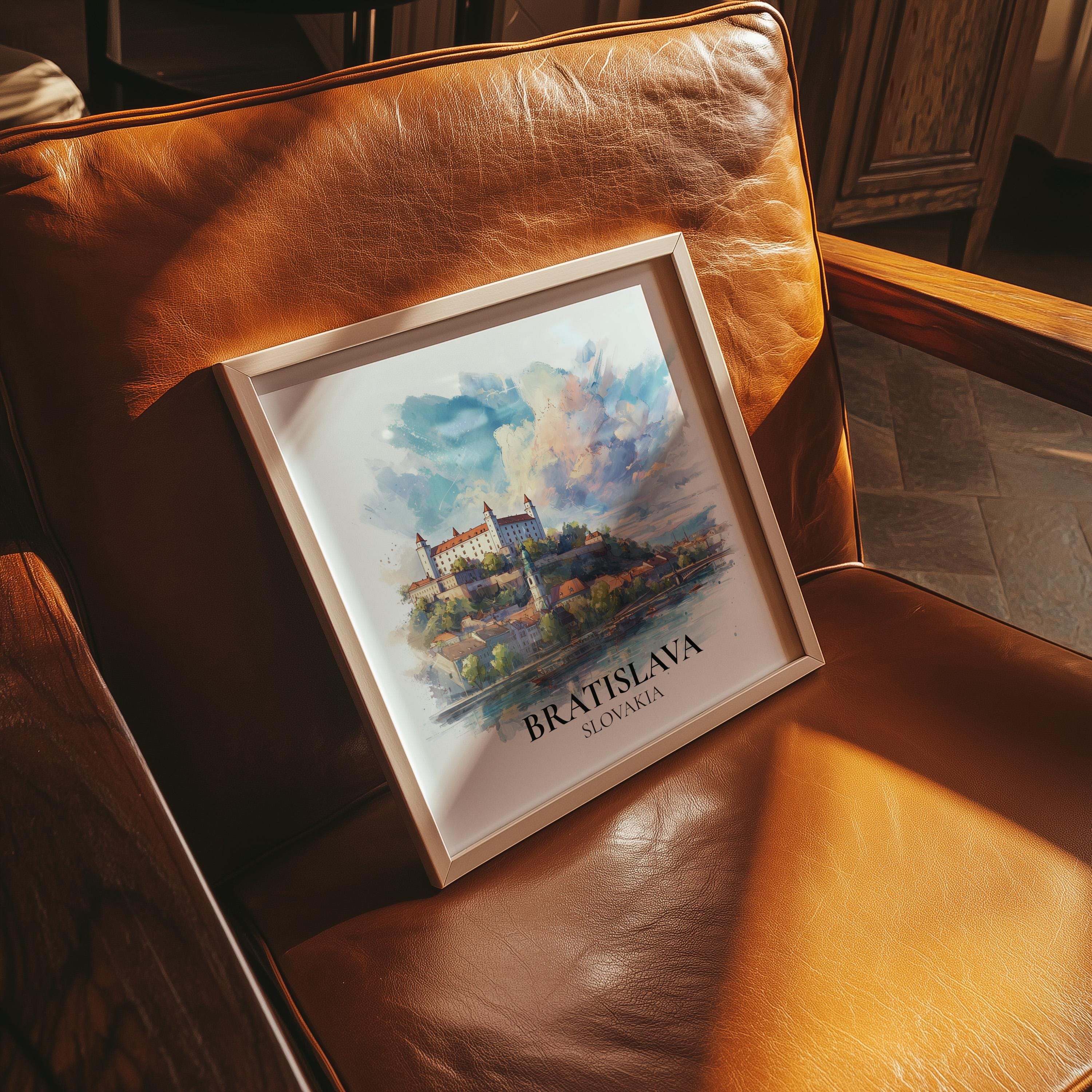 Bratislava Slovakia Watercolor Wall Art Print, Custom Travel Poster, World Locations Keepsake Gift