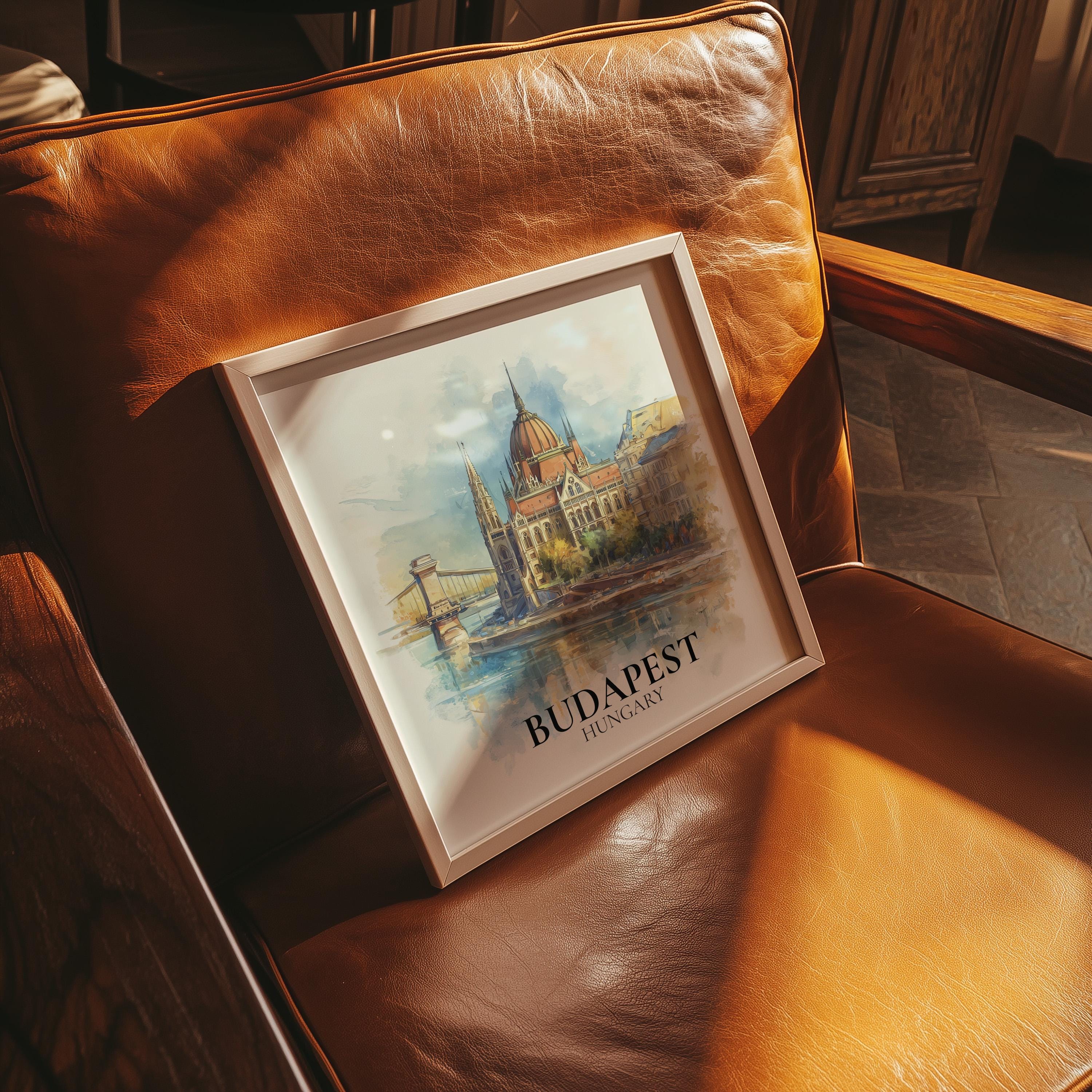 Budapest Hungary Watercolor Wall Art Print, Custom Travel Poster, World Locations Keepsake Gift