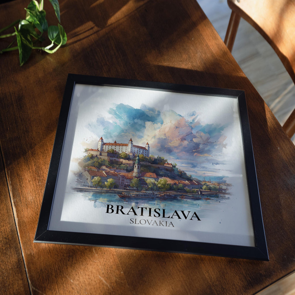 Bratislava Slovakia Watercolor Wall Art Print, Custom Travel Poster, World Locations Keepsake Gift