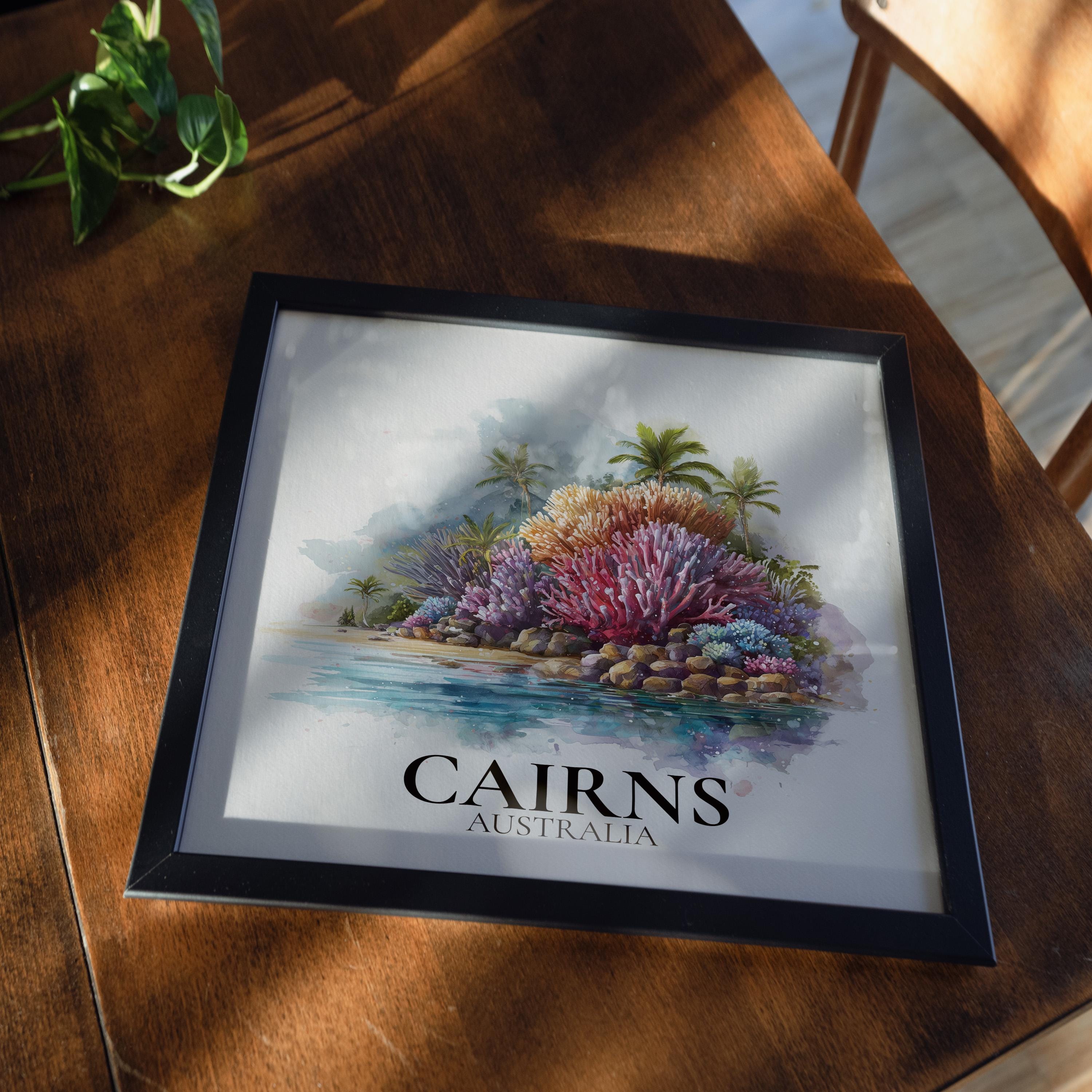 Cairns Australia Watercolor Wall Art Print, Custom Travel Poster, World Locations Keepsake Gift