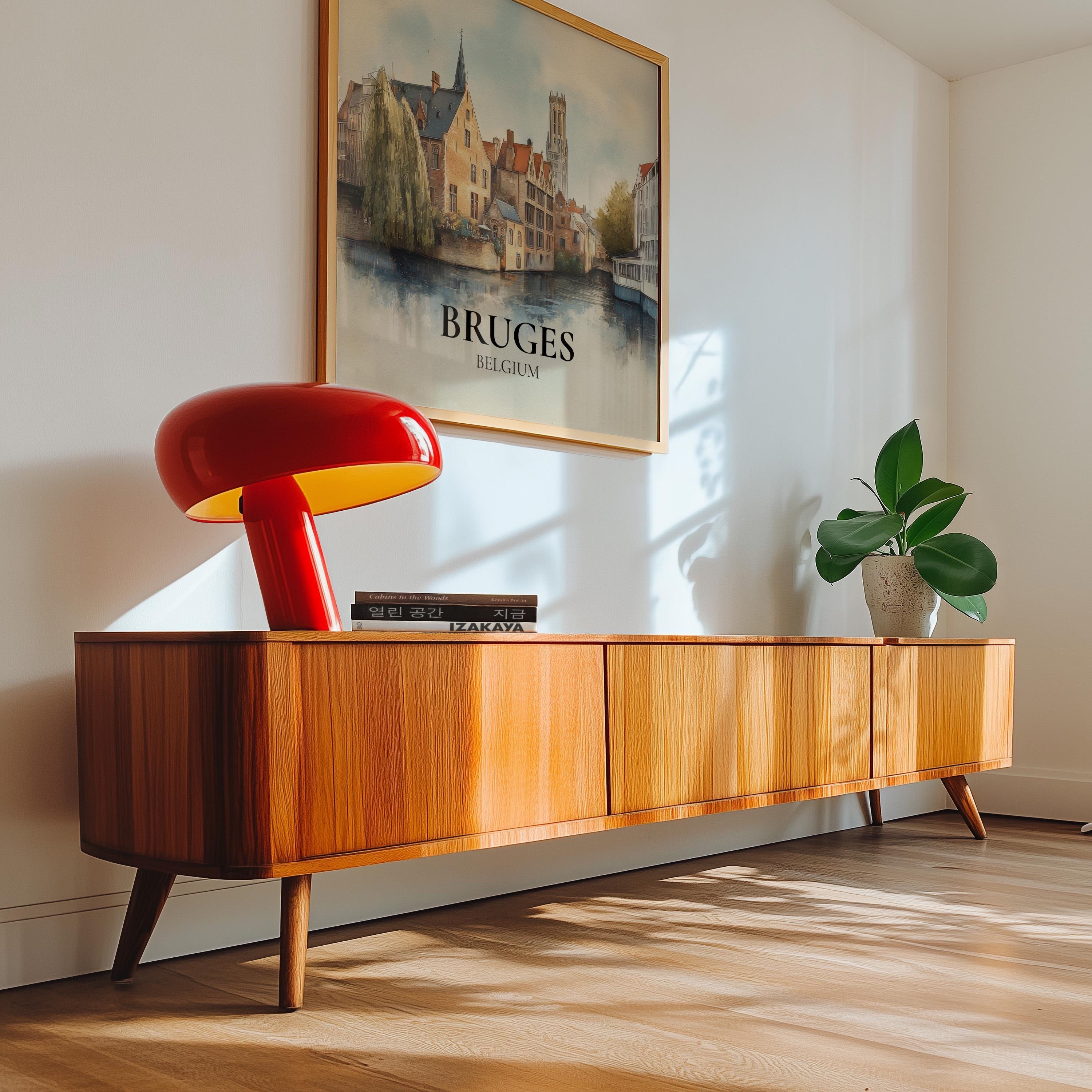 Bruges Belgium Watercolor Wall Art Print, Custom Travel Poster, World Locations Keepsake Gift